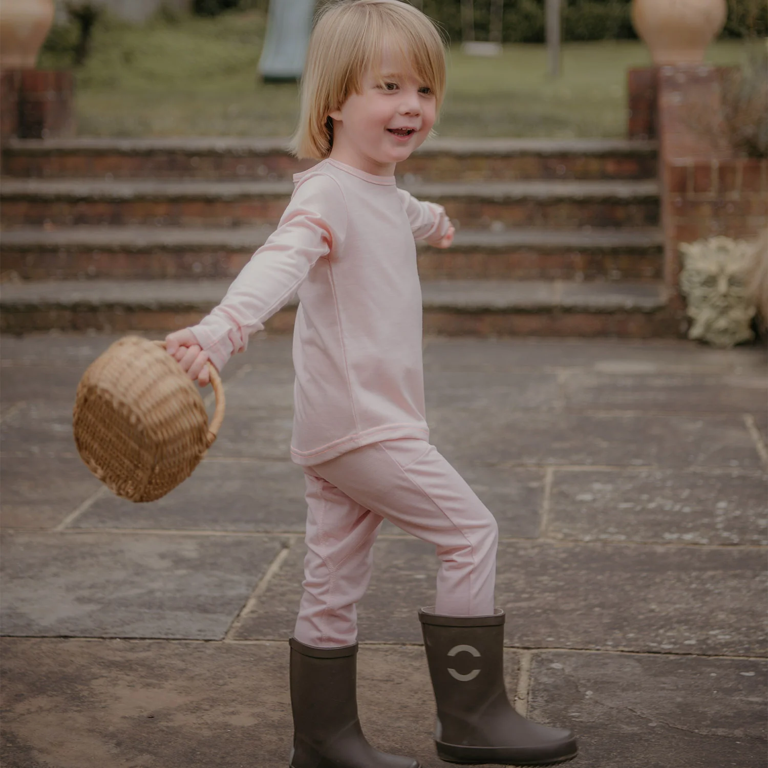 Kids Merino Wool 24-7 Trouser - Pink Peach Blossom - Image 3