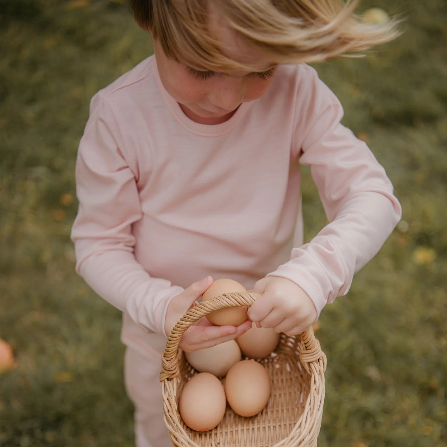Kids Merino Wool LS Top - Pink Peach Blossom