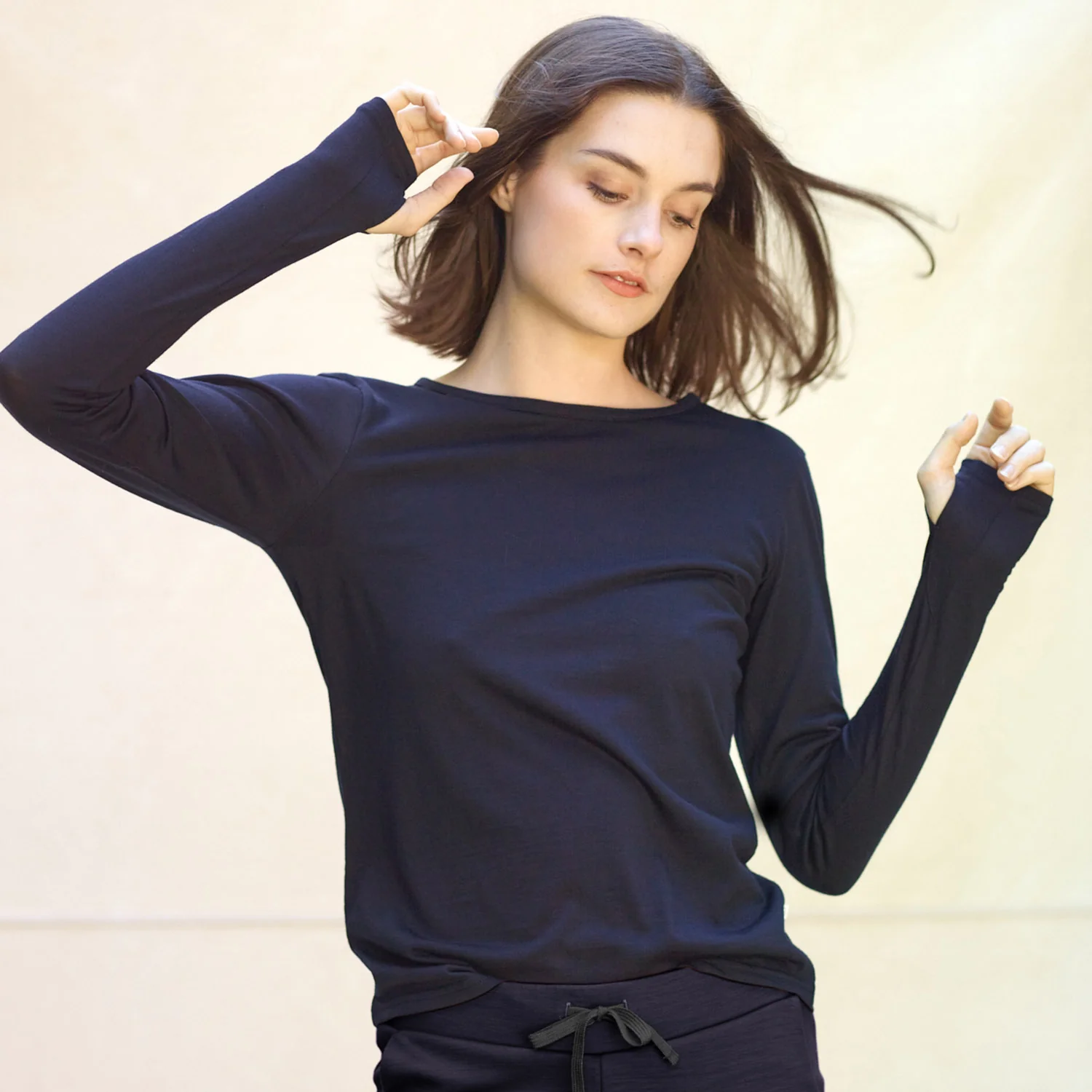 Women's Merino Wool Everlong Top - Midnight - Image 3