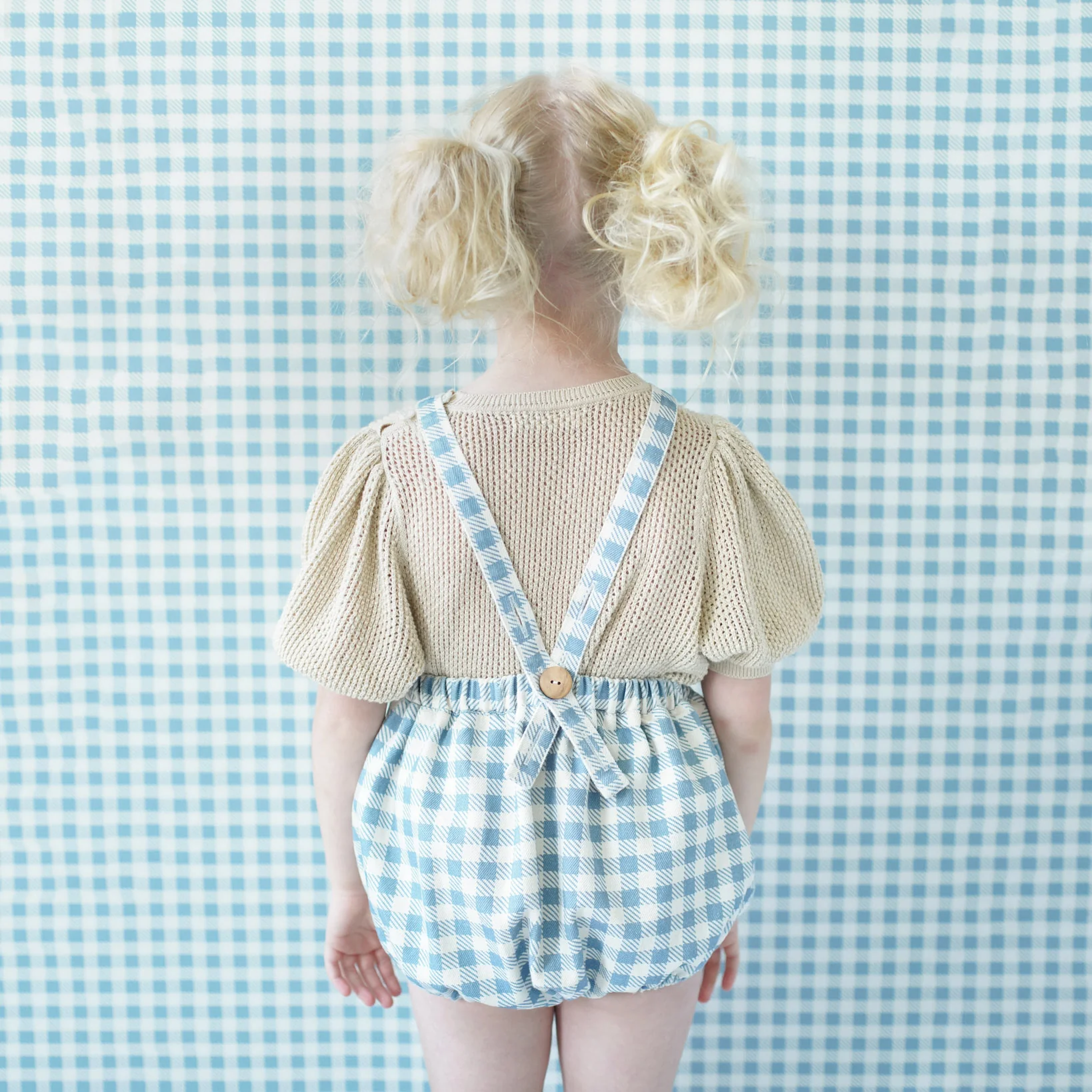 Baby & Kids Cotton Oona Romper - Azul Gingham Print - Image 2