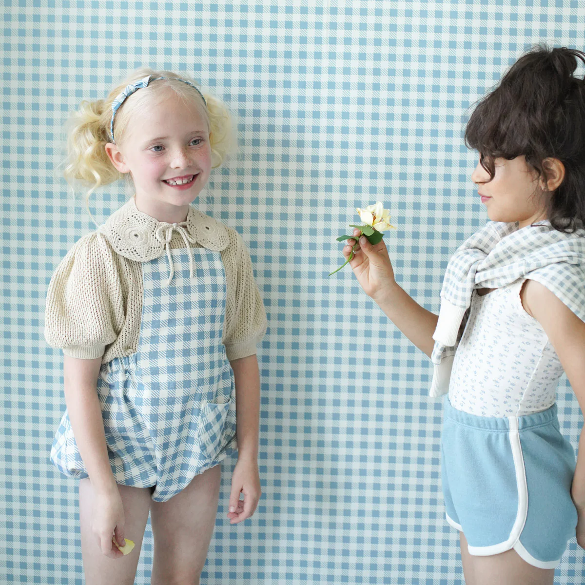 Baby & Kids Cotton Oona Romper - Azul Gingham Print - Image 4