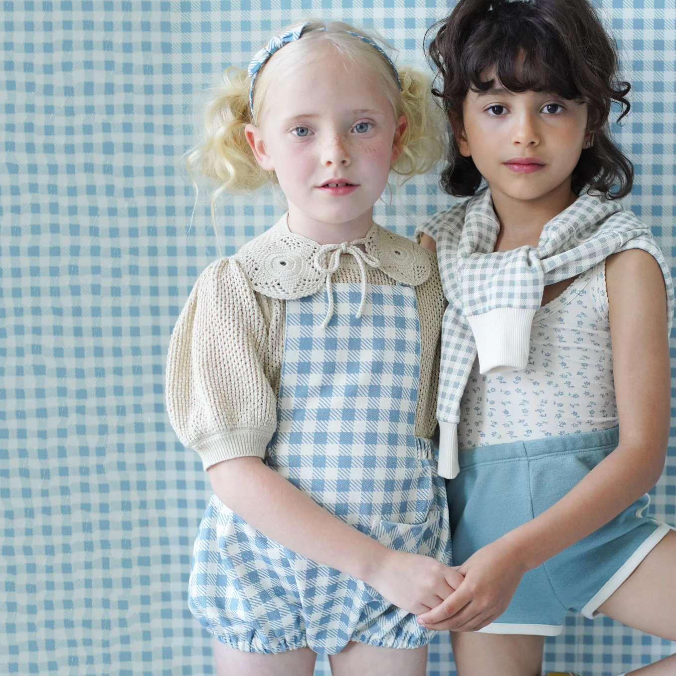 Baby & Kids Cotton Oona Romper - Azul Gingham Print - Image 5