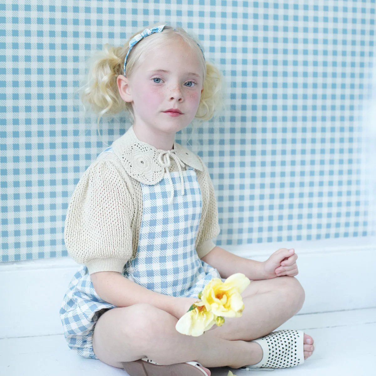 Baby & Kids Cotton Oona Romper - Azul Gingham Print - Image 7