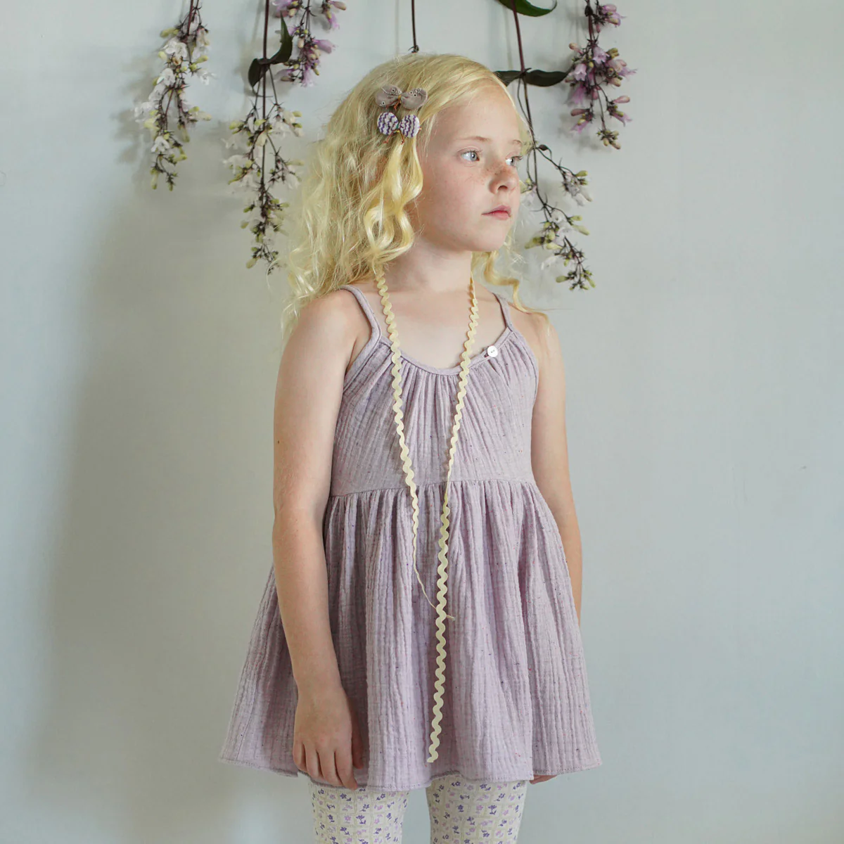 Kids Cotton Birdie Tunic - Faded Zinnia - Image 2