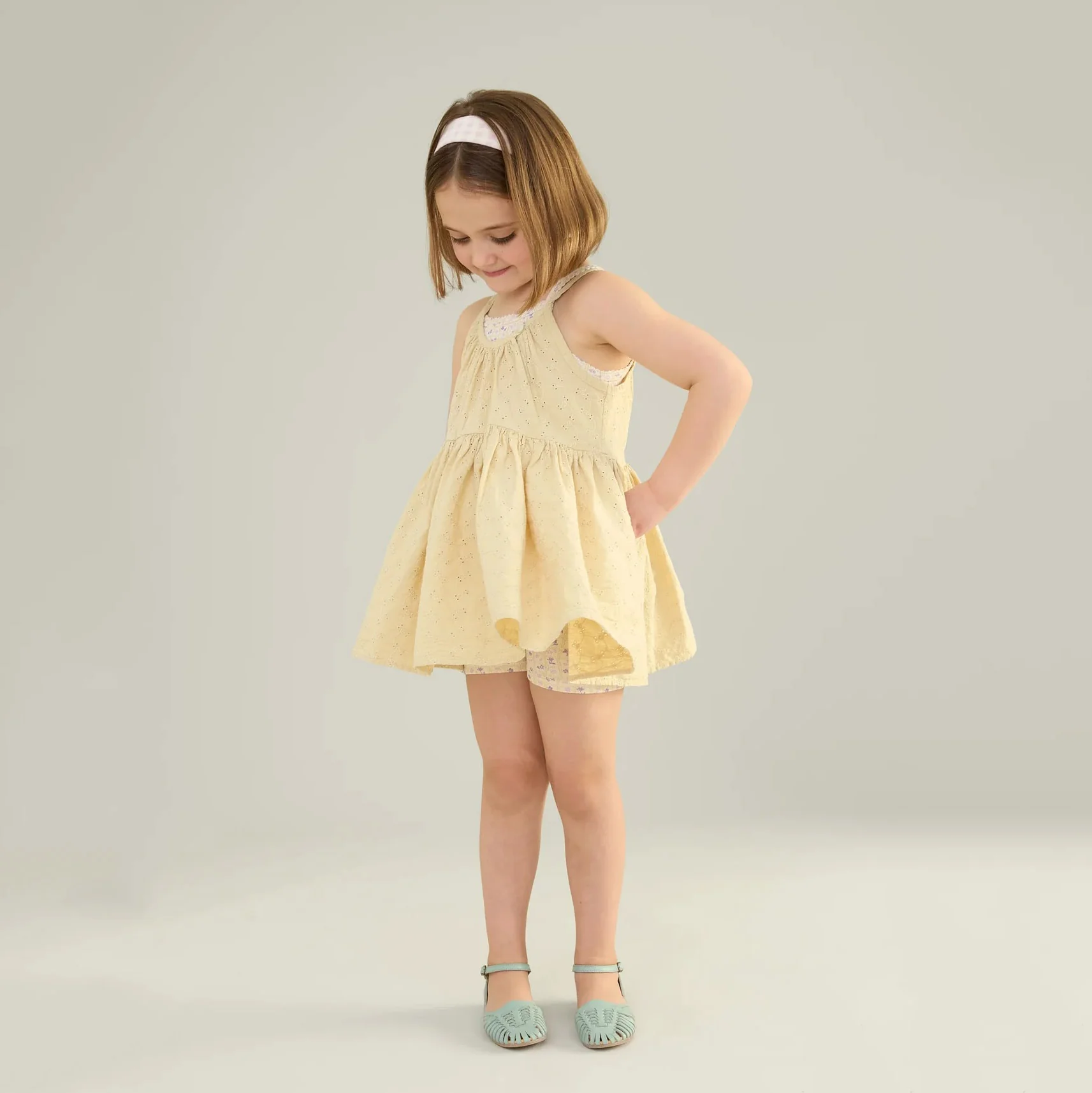 Kids Cotton Broderie Anglaise Birdie Tunic - Soy