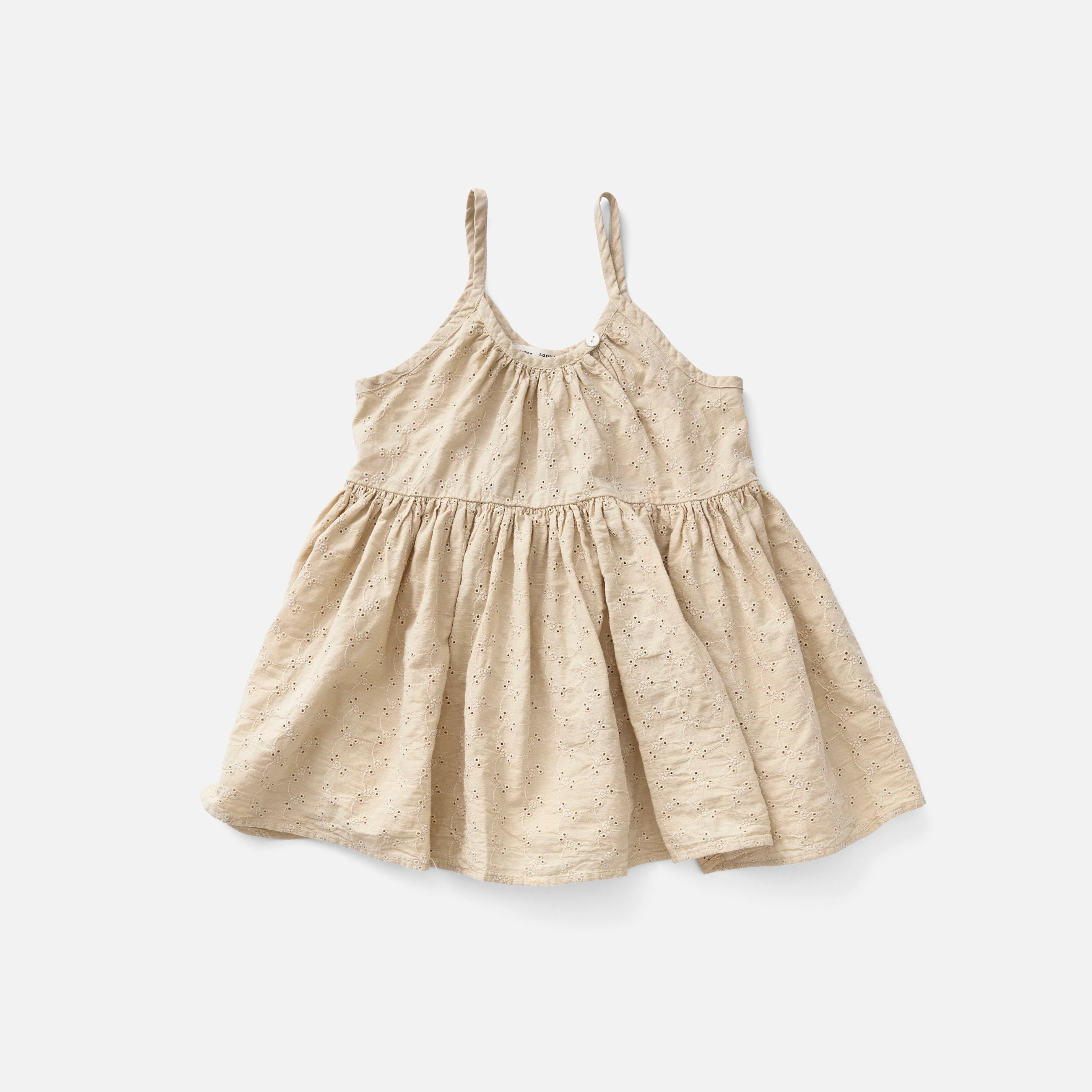 Kids Cotton Broderie Anglaise Birdie Tunic - Soy - Image 2