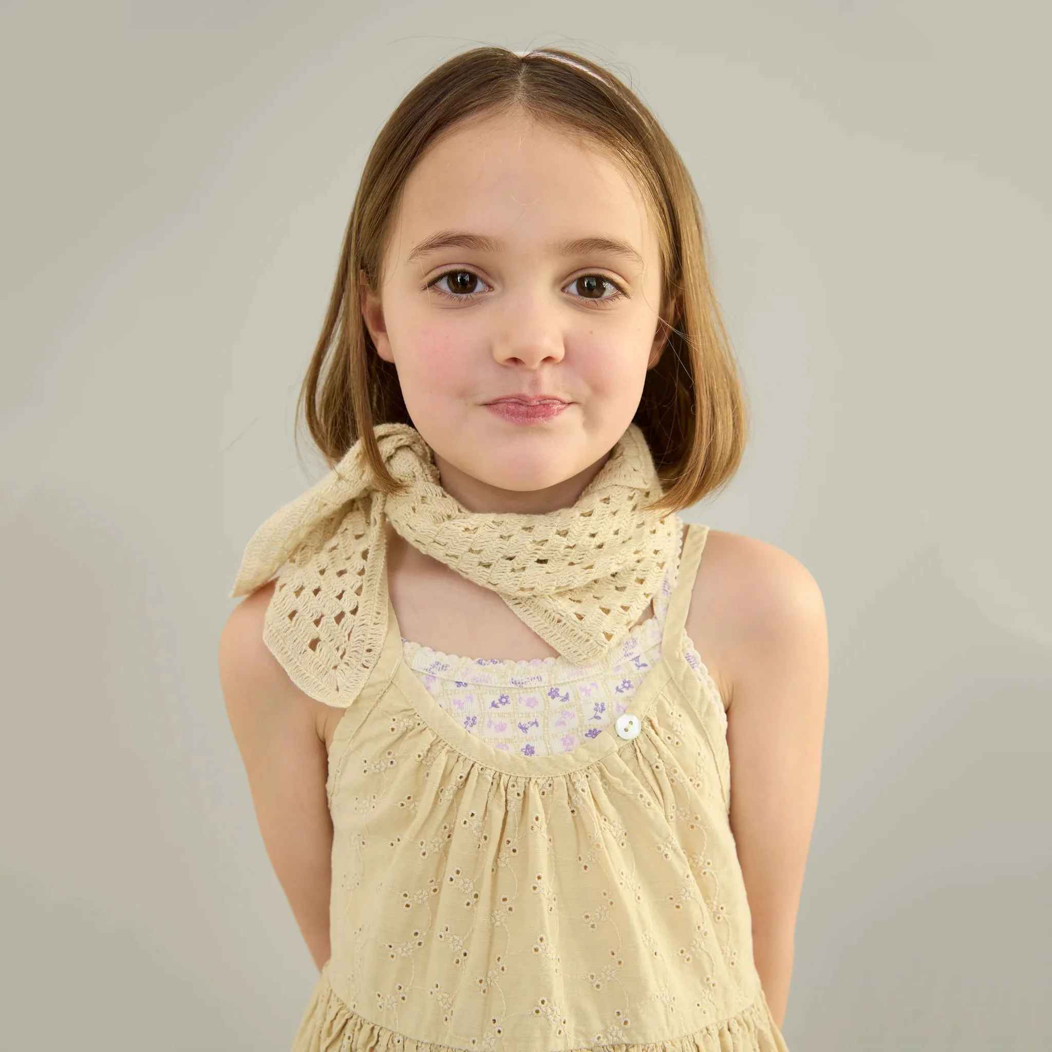 Kids Cotton Broderie Anglaise Birdie Tunic - Soy - Image 3