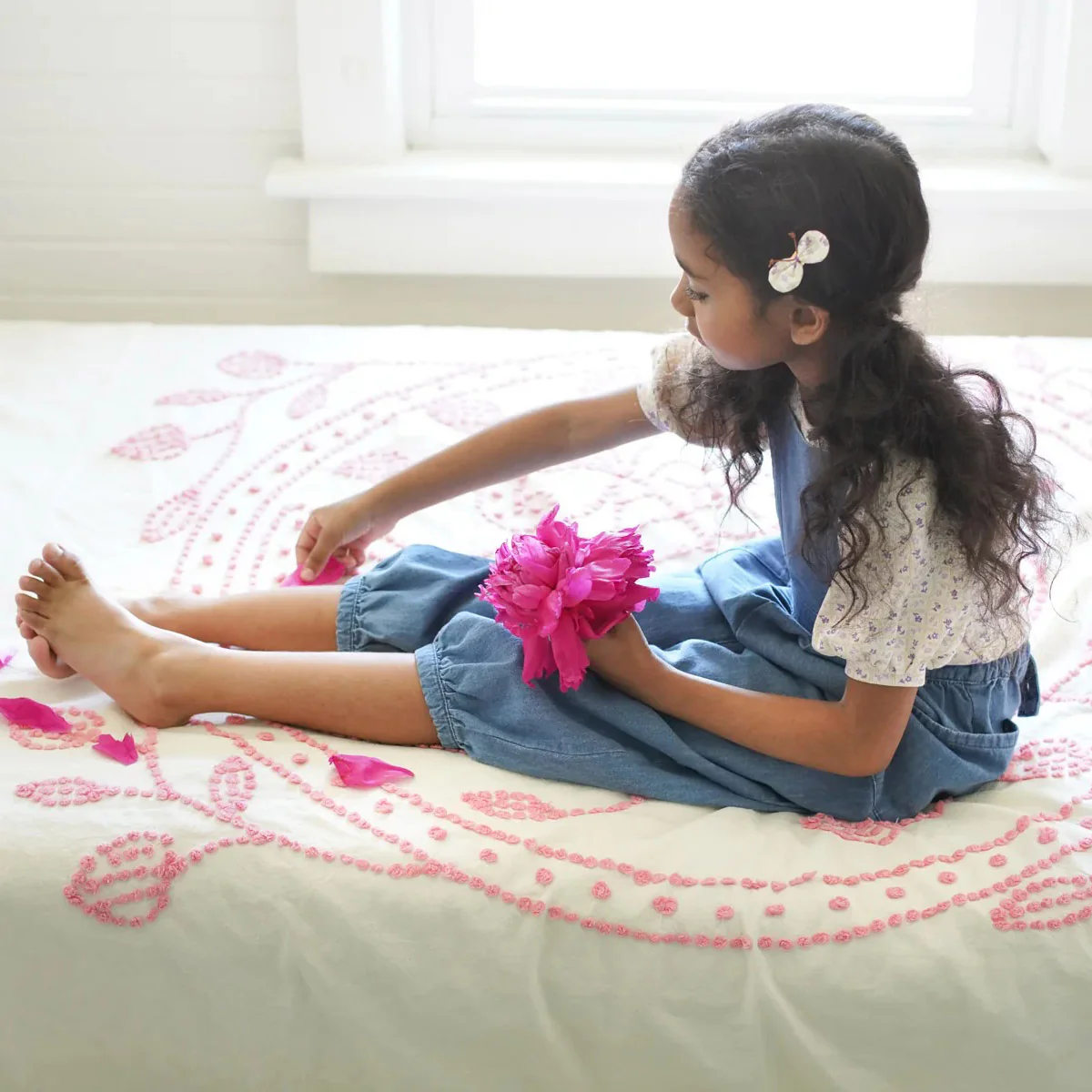 Kids Pima Cotton Balloon Tee - Soy Flower Press Print - Image 2
