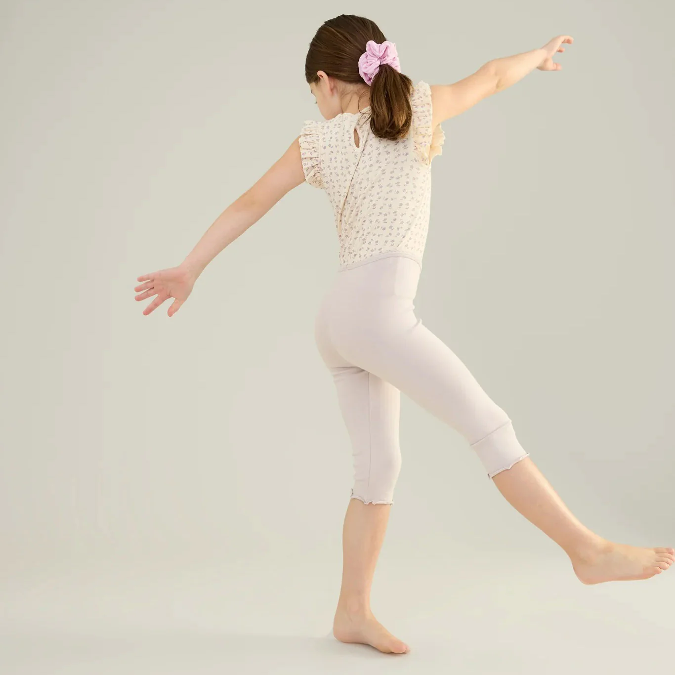 Kids Pima Cotton Capri Legging - Seashell - Image 3