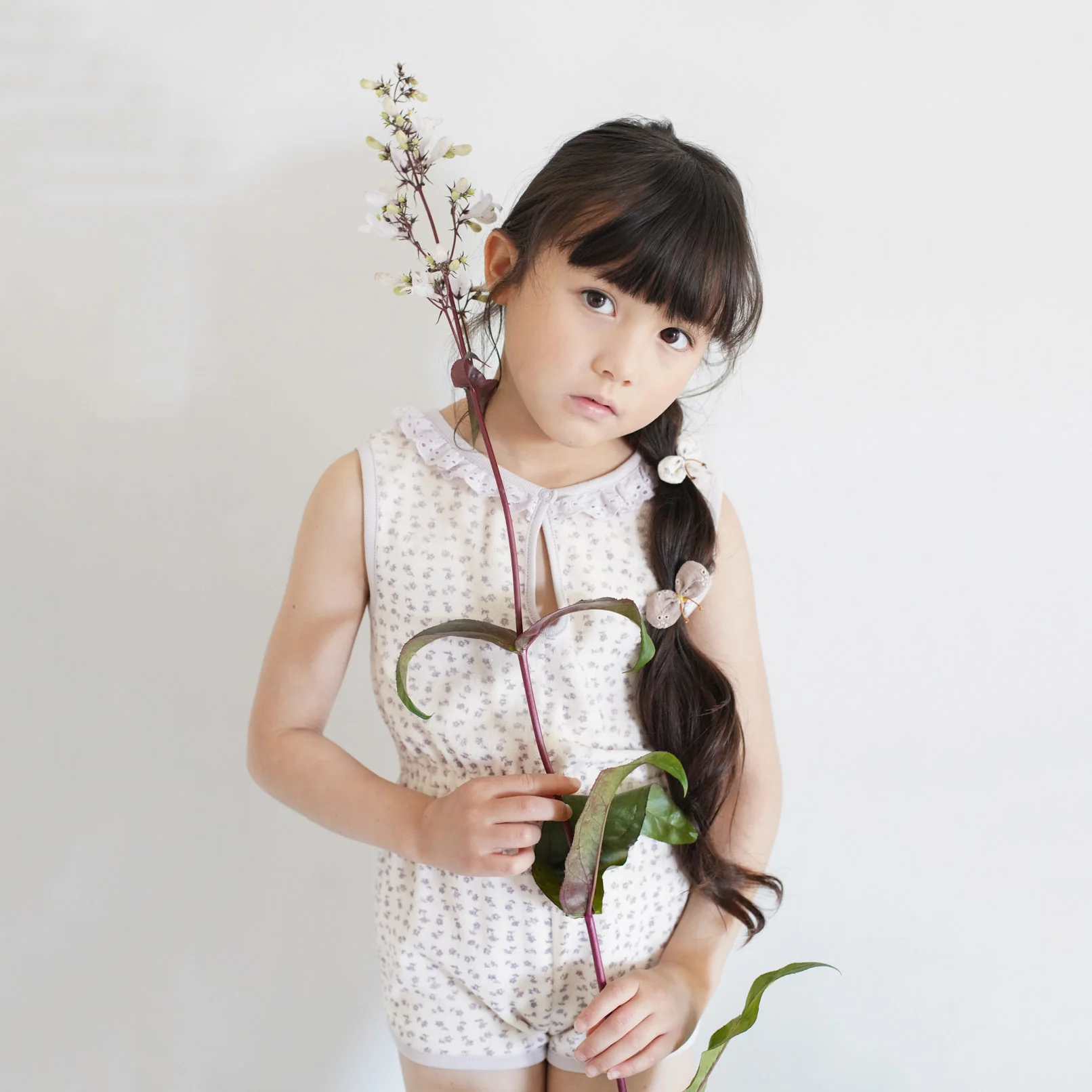 Kids Pima Cotton Terry Club Shortall - Pansy Chicweed Print - Image 3
