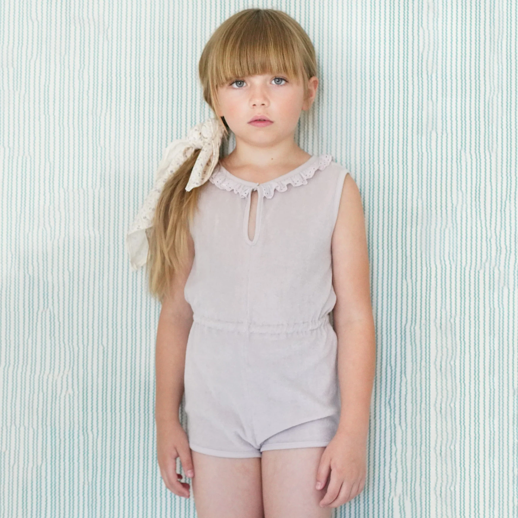Kids Pima Cotton Terry Club Shortall - Seashell - Image 4