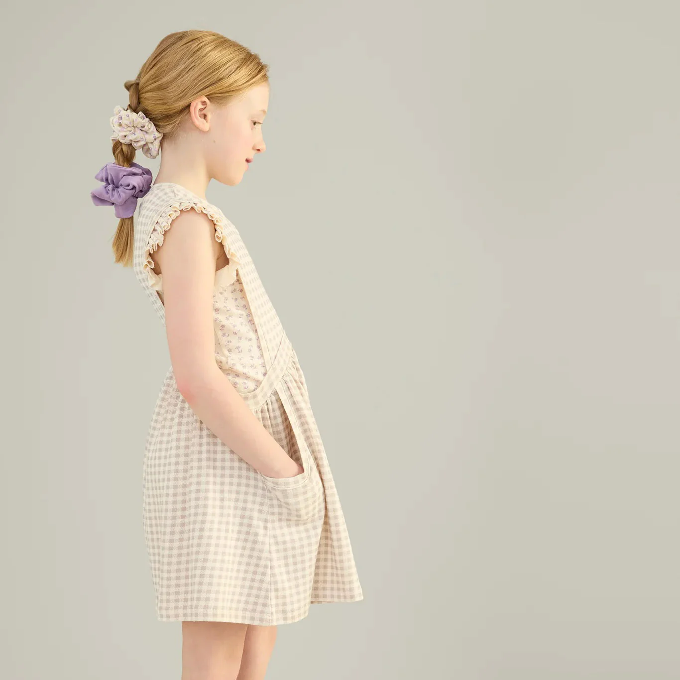 Kids Pima Cotton Dunes Dress - Cloud Gingham Print - Image 5