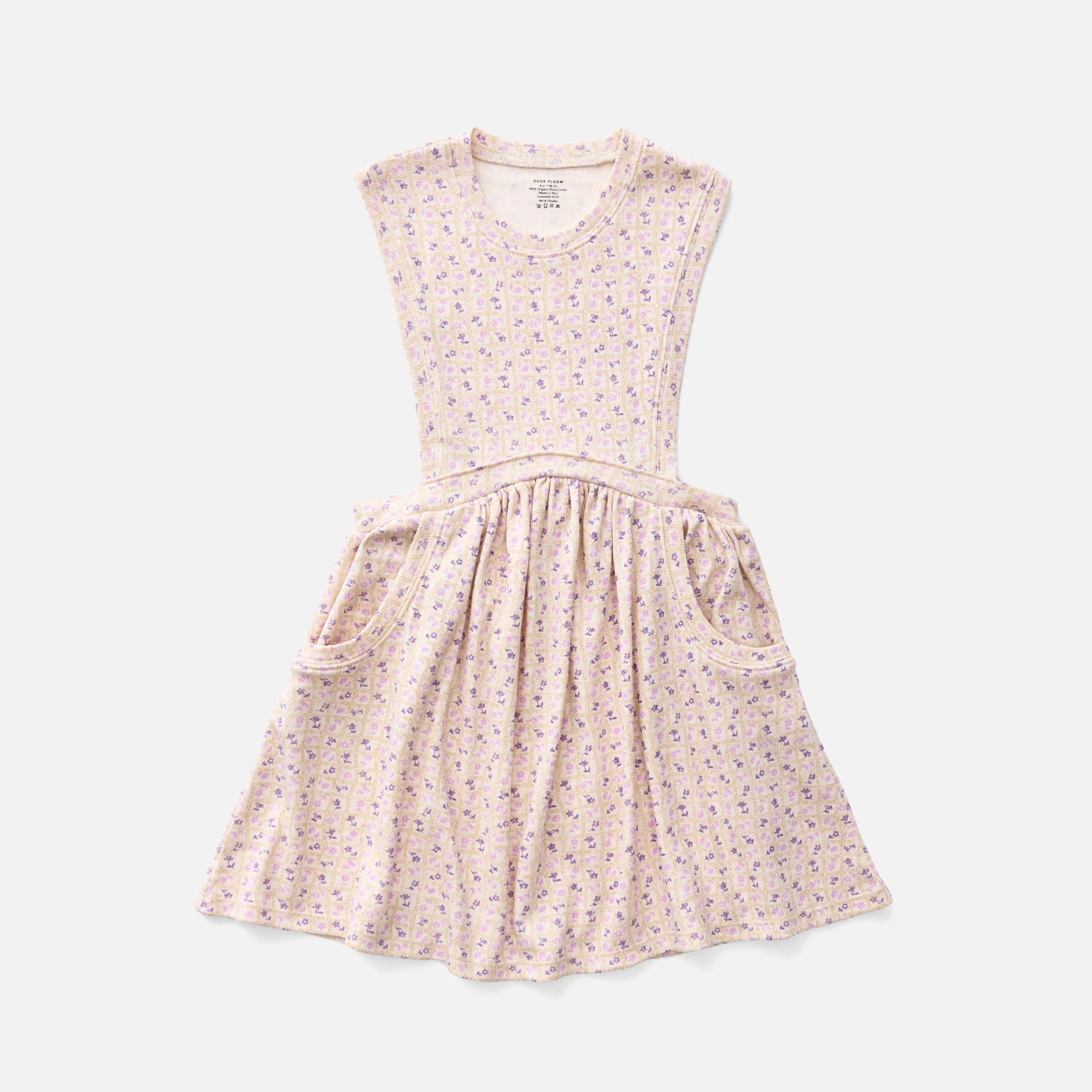 Kids Pima Cotton Dunes Dress - Soy Flower Press Print - Image 4