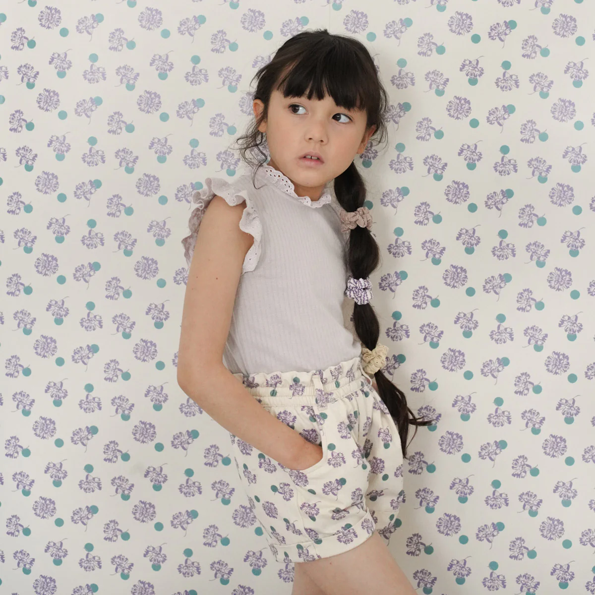 Kids Pima Cotton Eyelet Tee - Seashell Pointelle
