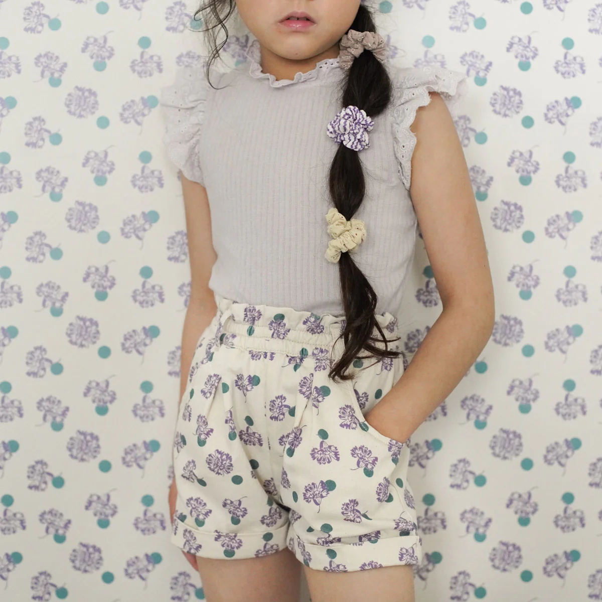 Kids Pima Cotton Eyelet Tee - Seashell Pointelle - Image 3