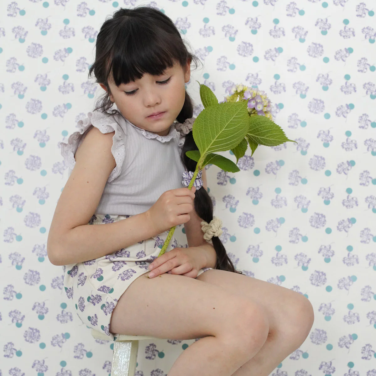 Kids Pima Cotton Eyelet Tee - Seashell Pointelle - Image 4