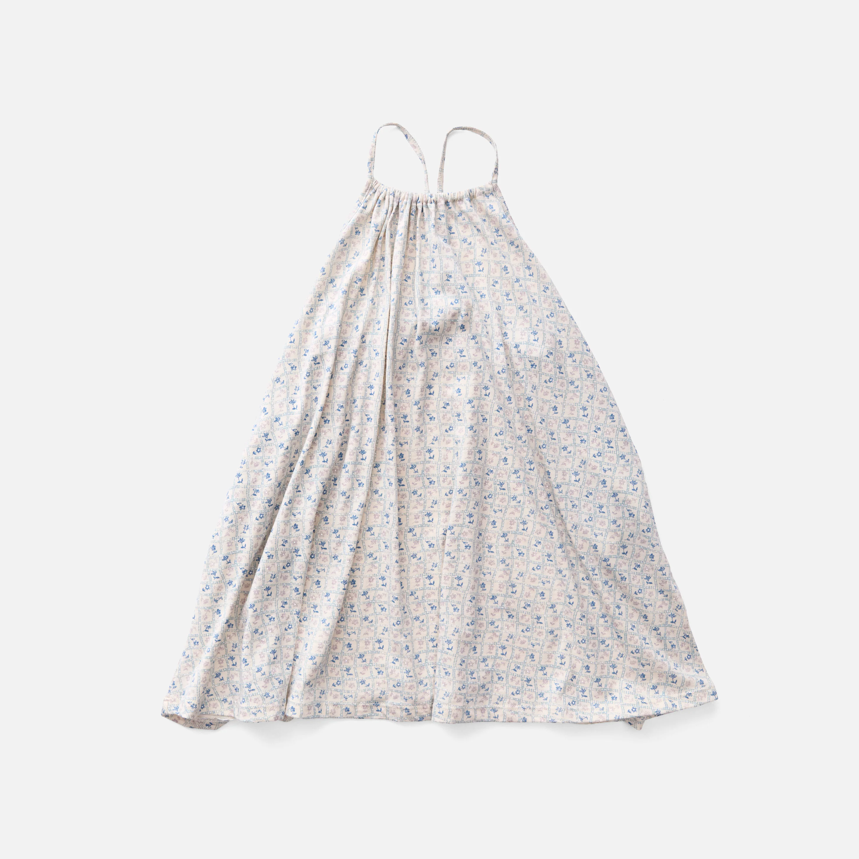 Kids Pima Cotton Loop Dress- Azul Flower Press print - Image 2