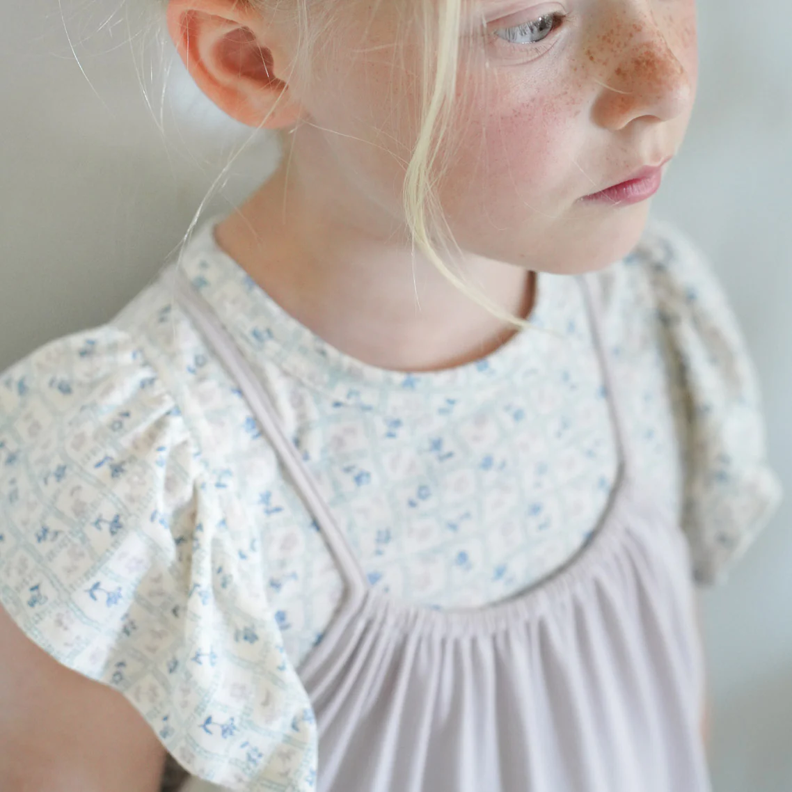 Kids Pima Cotton Loop Dress- Seashell