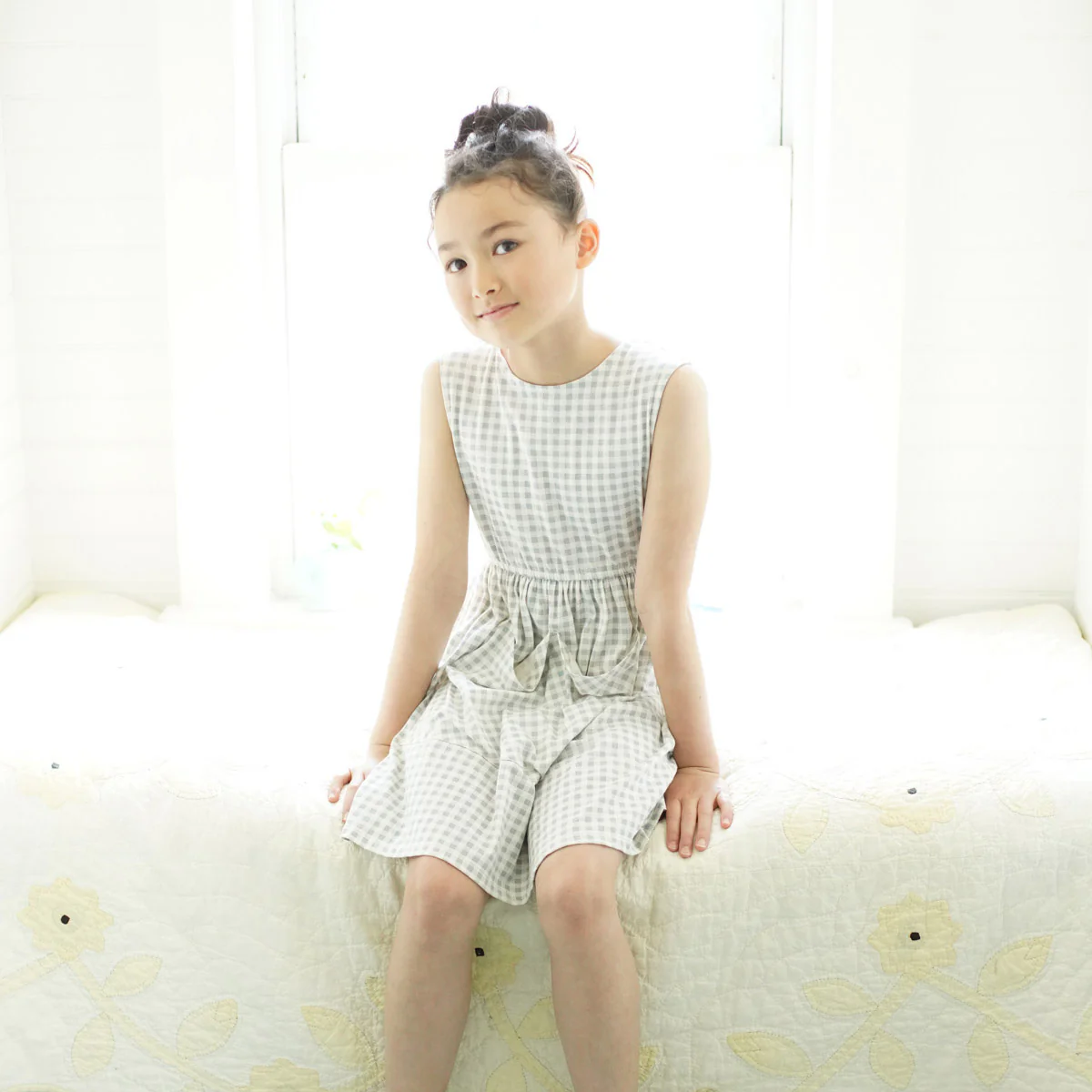 Kids Pima Cotton Pocket Dress - Azul Gingham Print