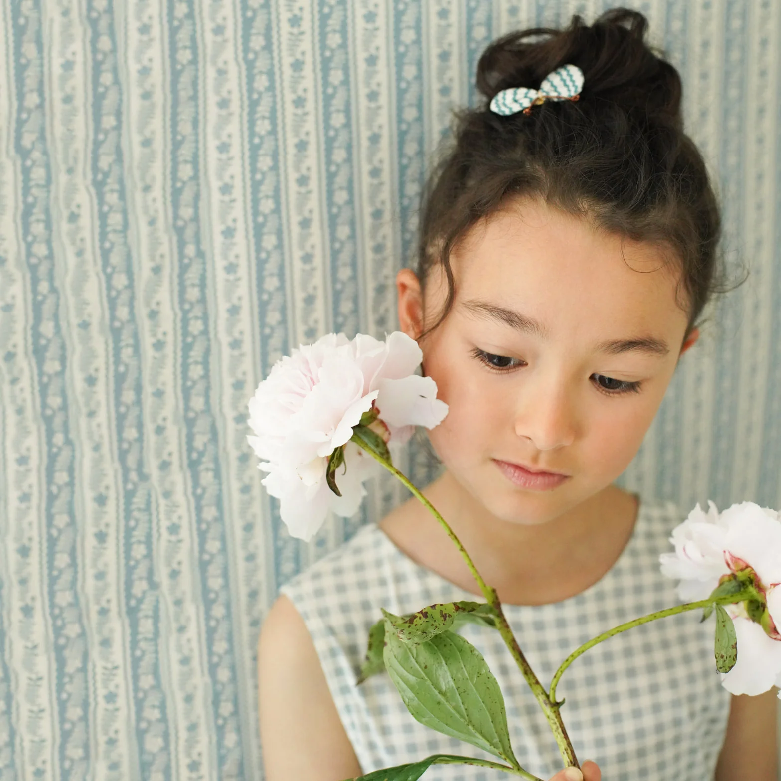 Kids Pima Cotton Pocket Dress - Azul Gingham Print - Image 4