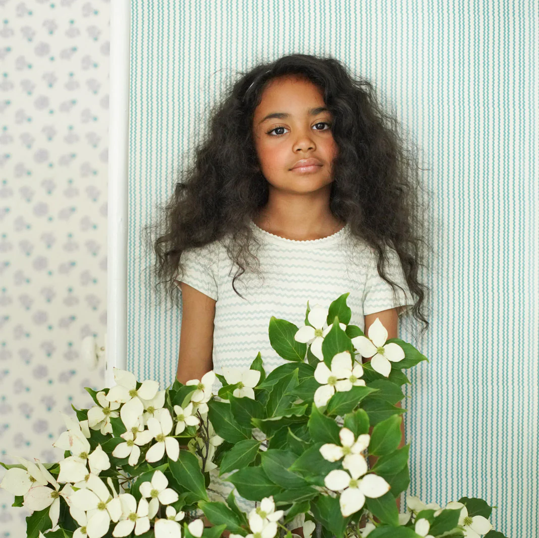 Kids Pima Cotton Pouf Tee - Mentha Ric Rac Print - Image 2