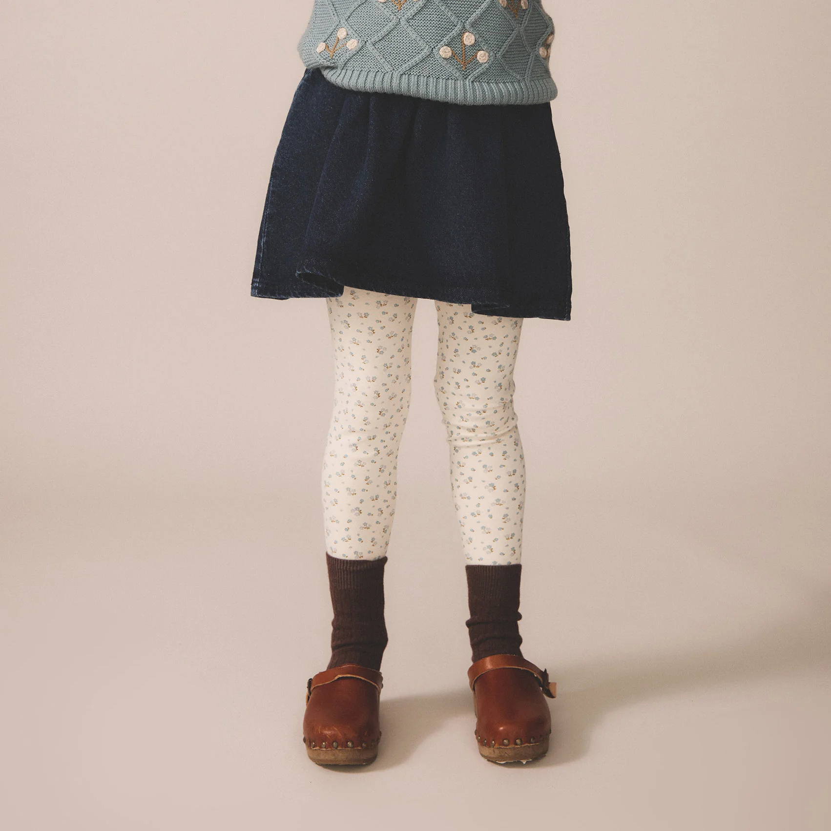 Kids Pima Cotton Leggings - Calico Oasis - Image 2