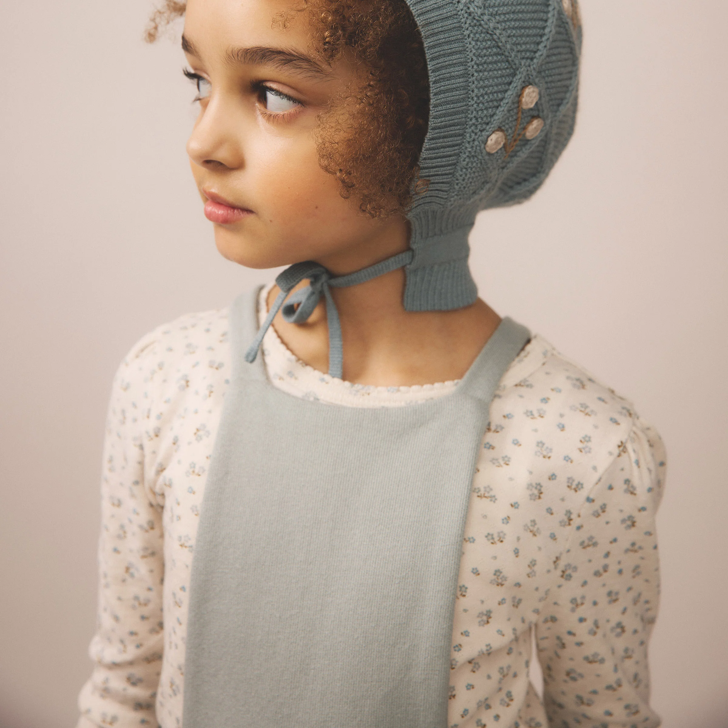 Kids Pima Cotton Pouf Tee - Calico Pointelle Oasis - Image 3