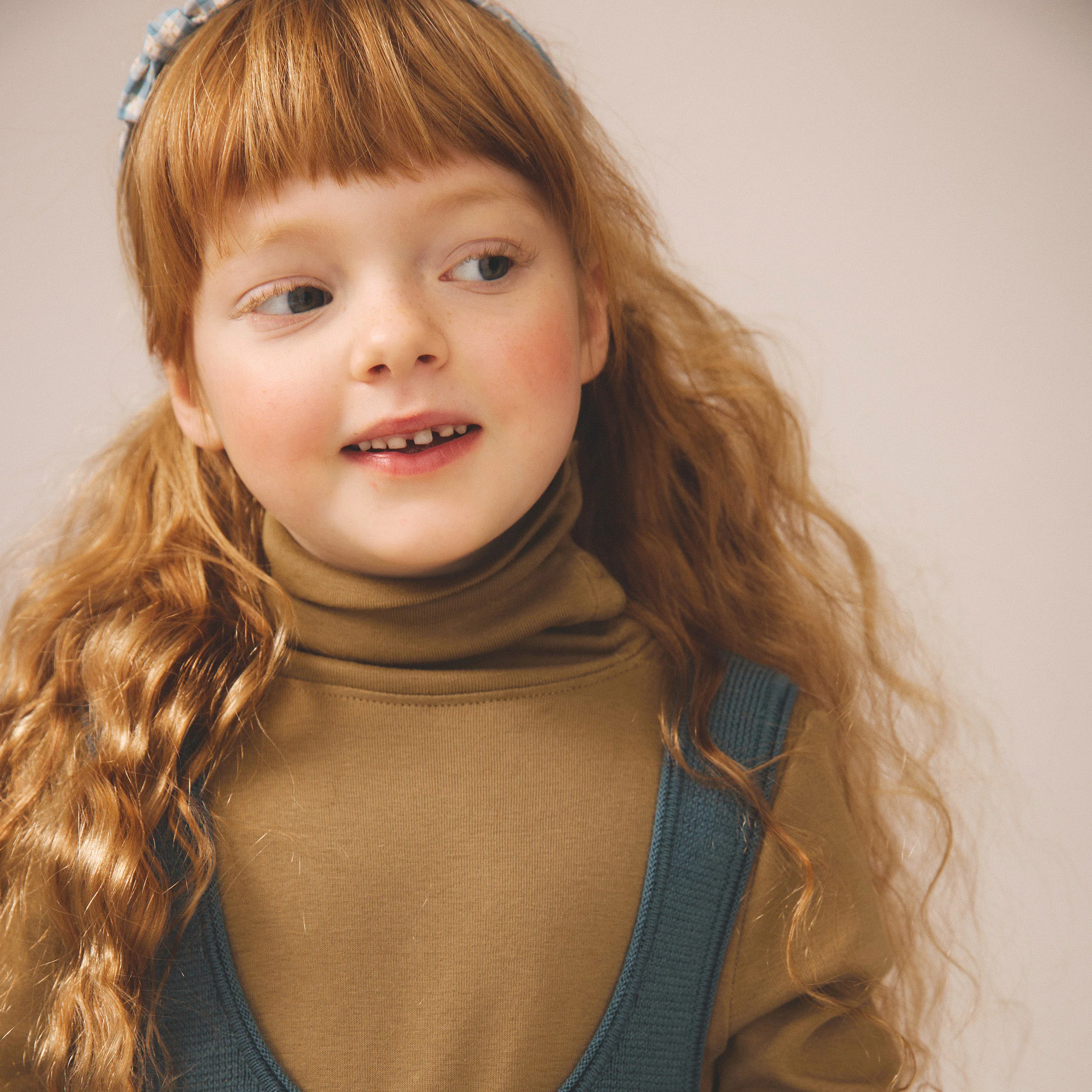 Kids Pima Cotton Snap Turtleneck - Brush - Image 2