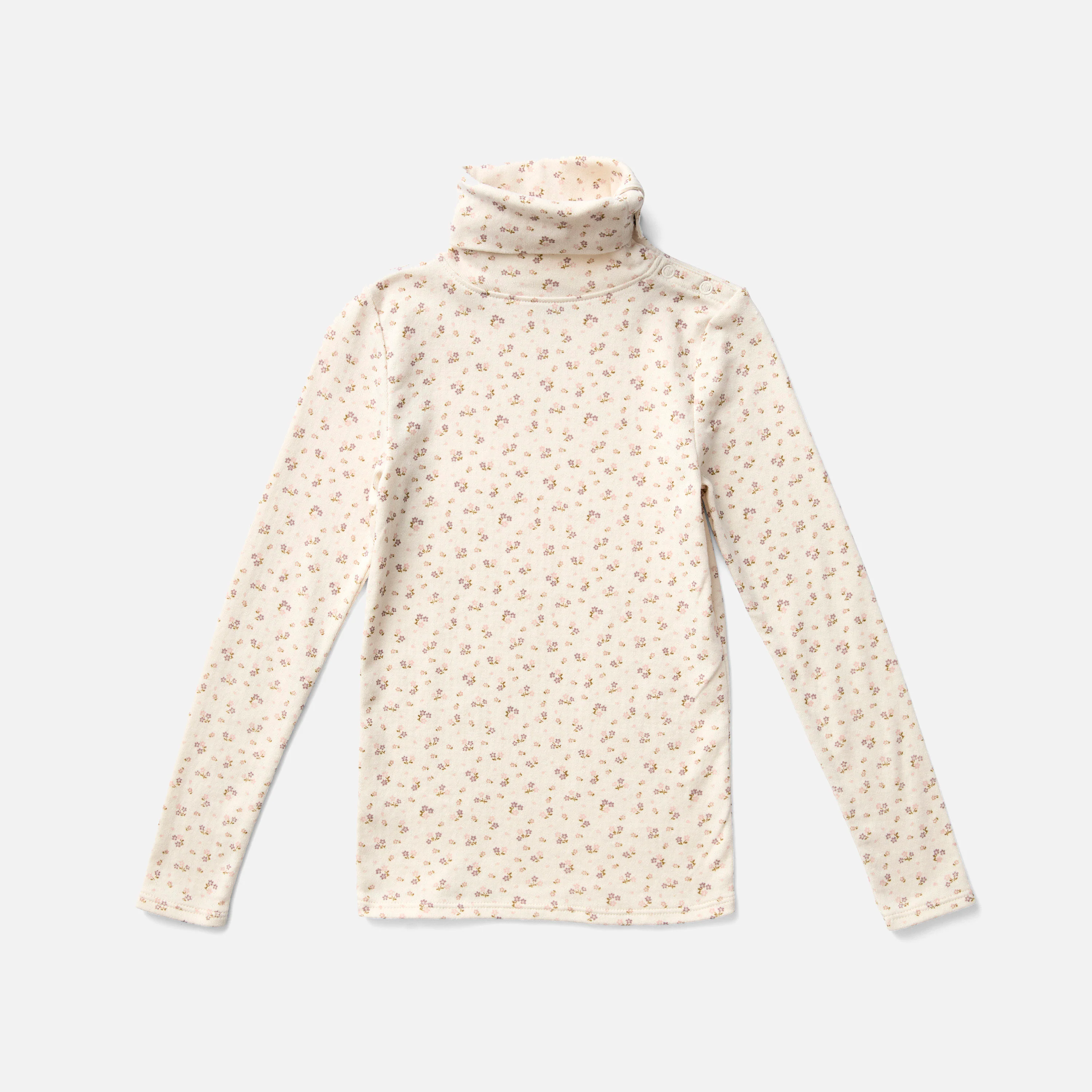 Kids Pima Cotton Snap Turtleneck - Calico Pointelle Rosewood