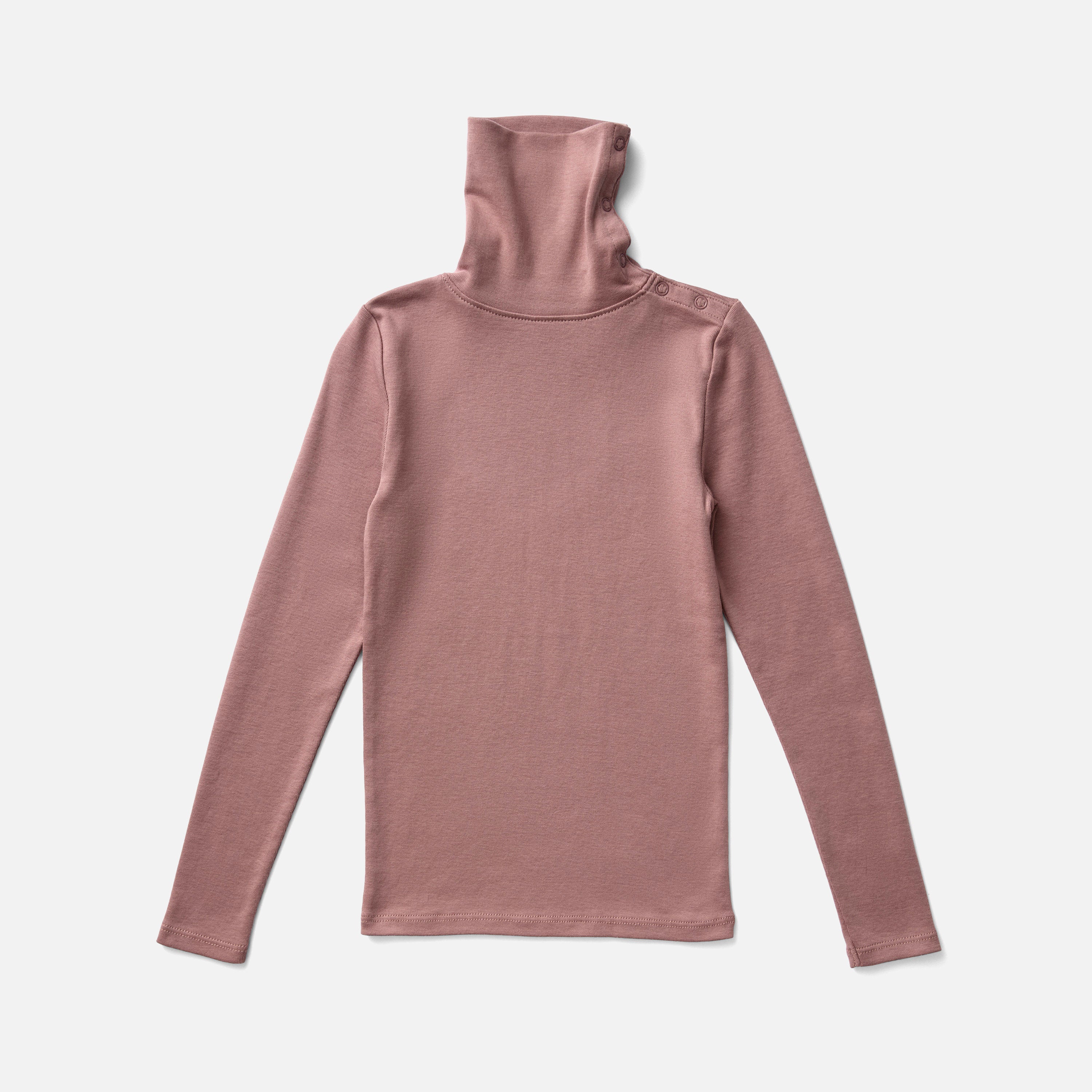 Kids Pima Cotton Snap Turtleneck - Cherry - Image 3