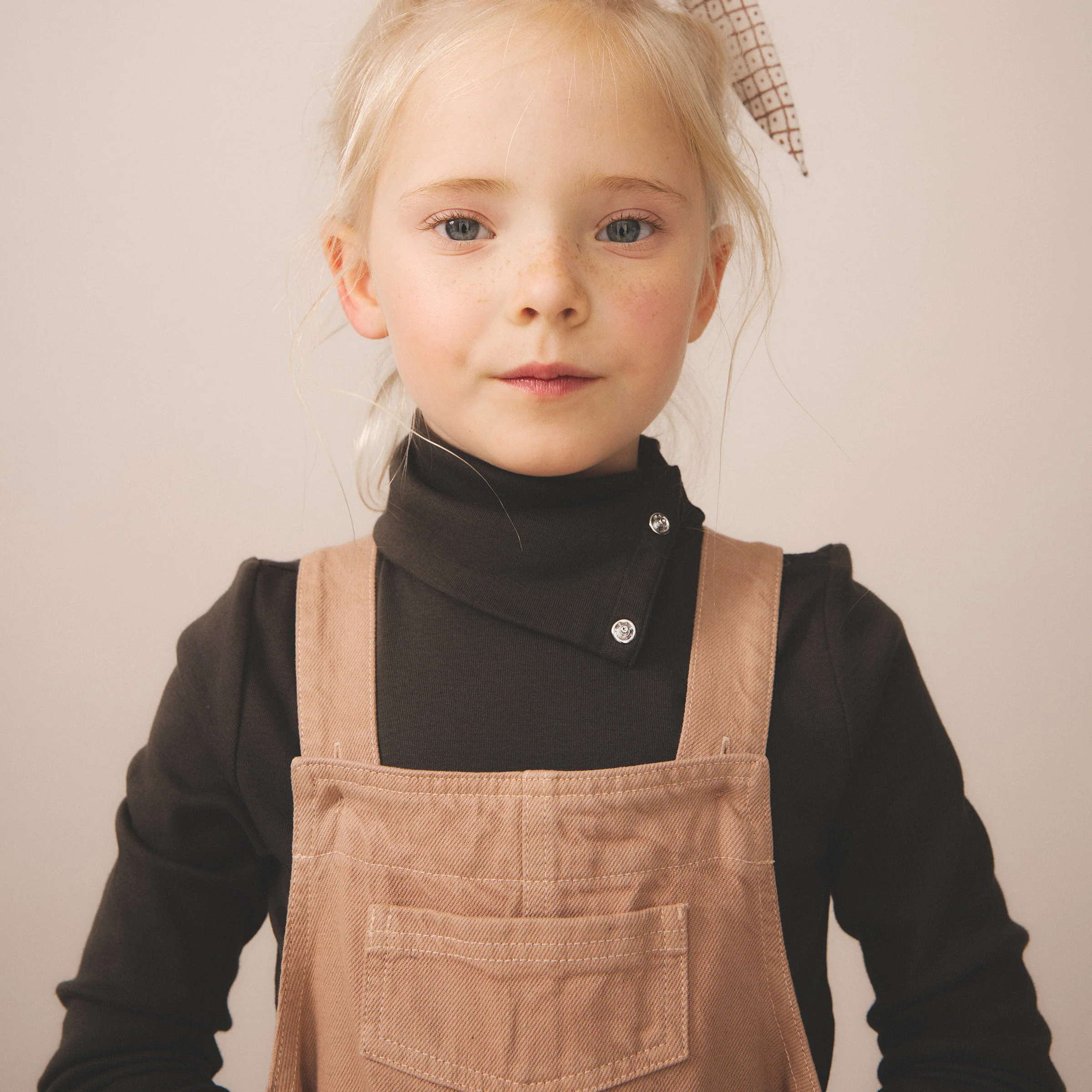 Kids Pima Cotton Snap Turtleneck - Shale - Image 2