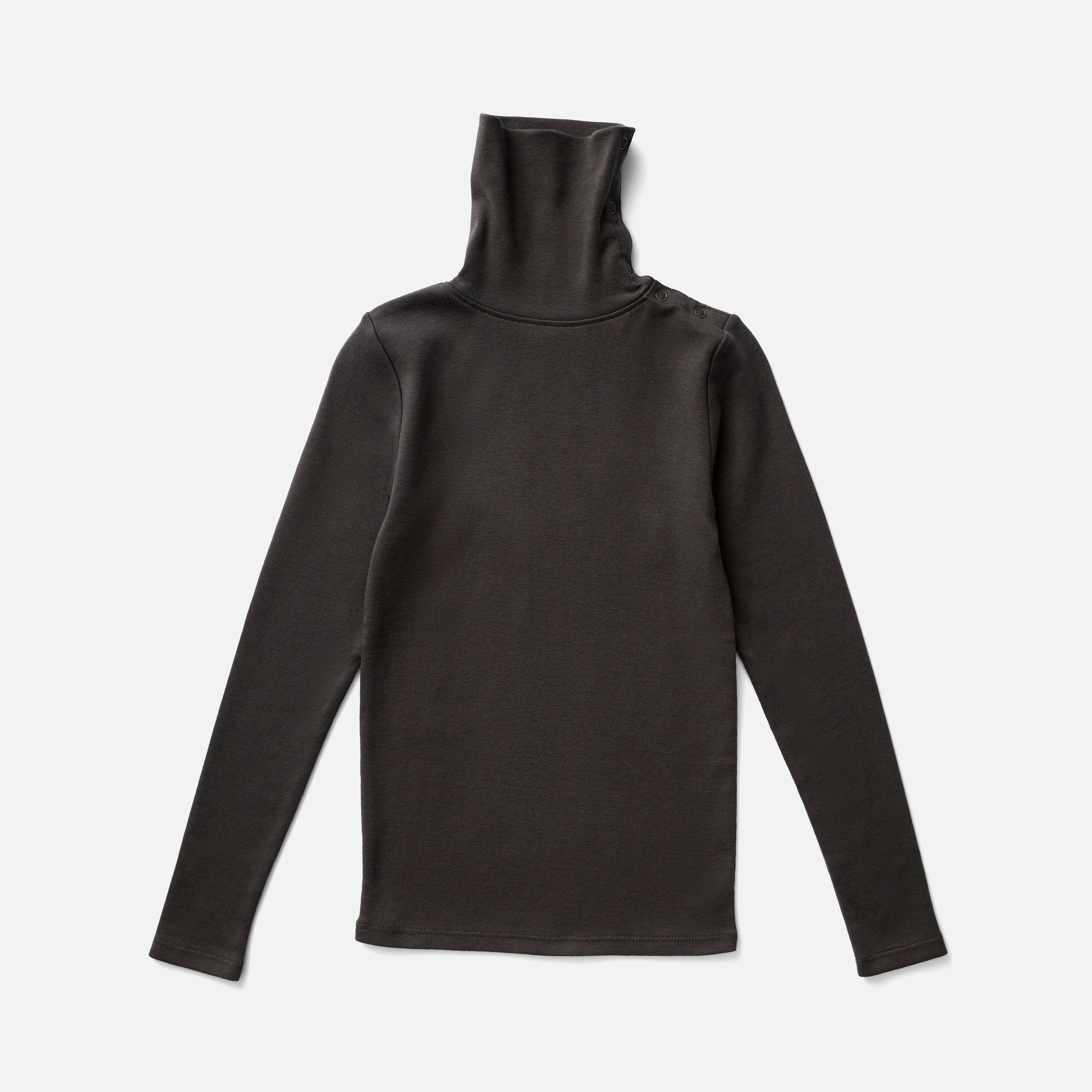 Kids Pima Cotton Snap Turtleneck - Shale - Image 3