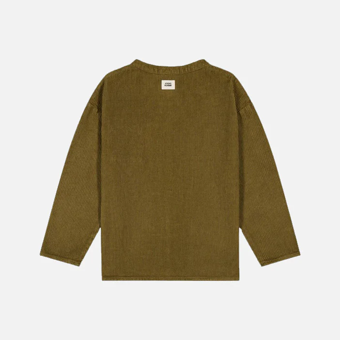 Kids Cotton Corduroy Jim Shirt - Green Nutria - Image 6