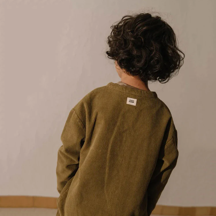 Kids Cotton Corduroy Jim Shirt - Green Nutria - Image 7