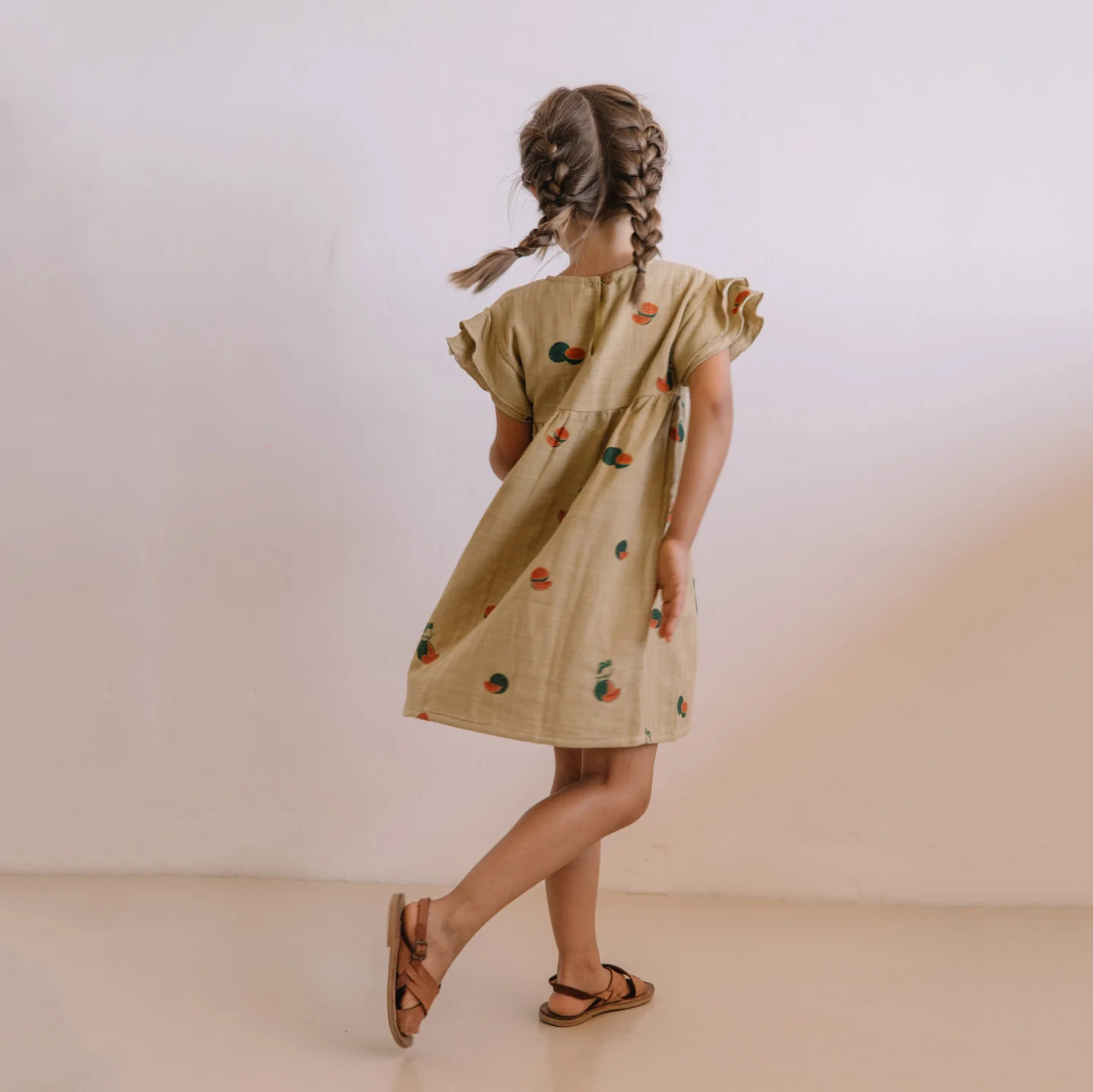 Kids Cotton Cousine Dress - Starfish/Watermelon - Image 3