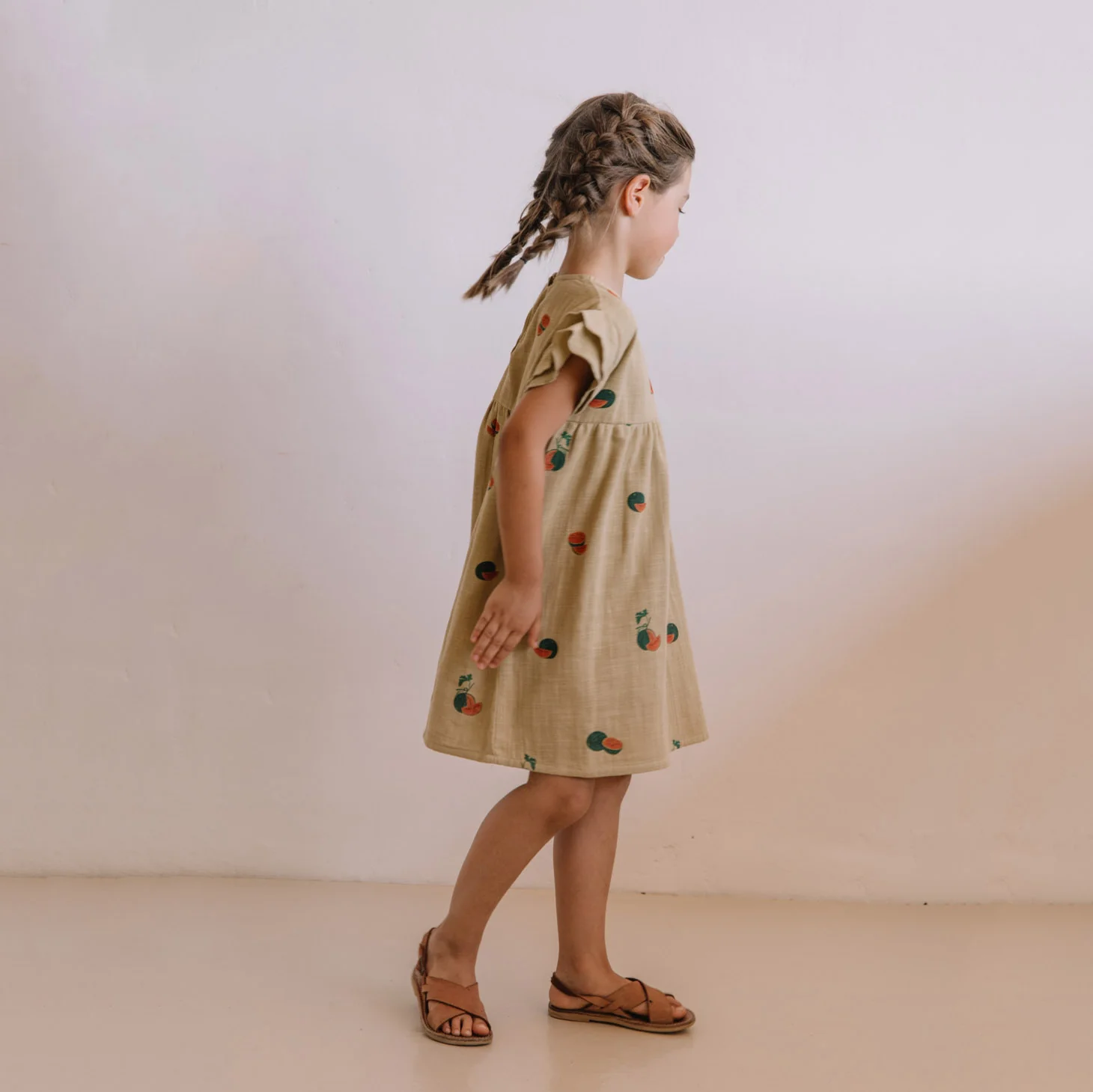 Kids Cotton Cousine Dress - Starfish/Watermelon - Image 4
