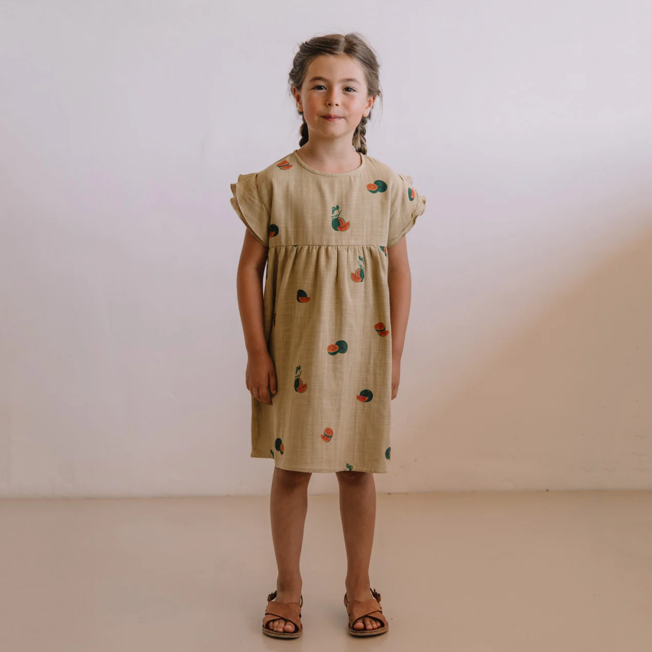 Kids Cotton Cousine Dress - Starfish/Watermelon - Image 5