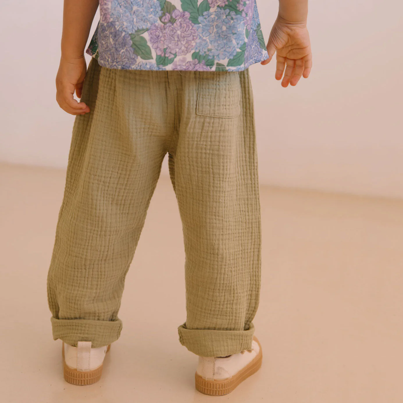 Kids Cotton Gauze Cousin Pants - Golden Green - Image 5