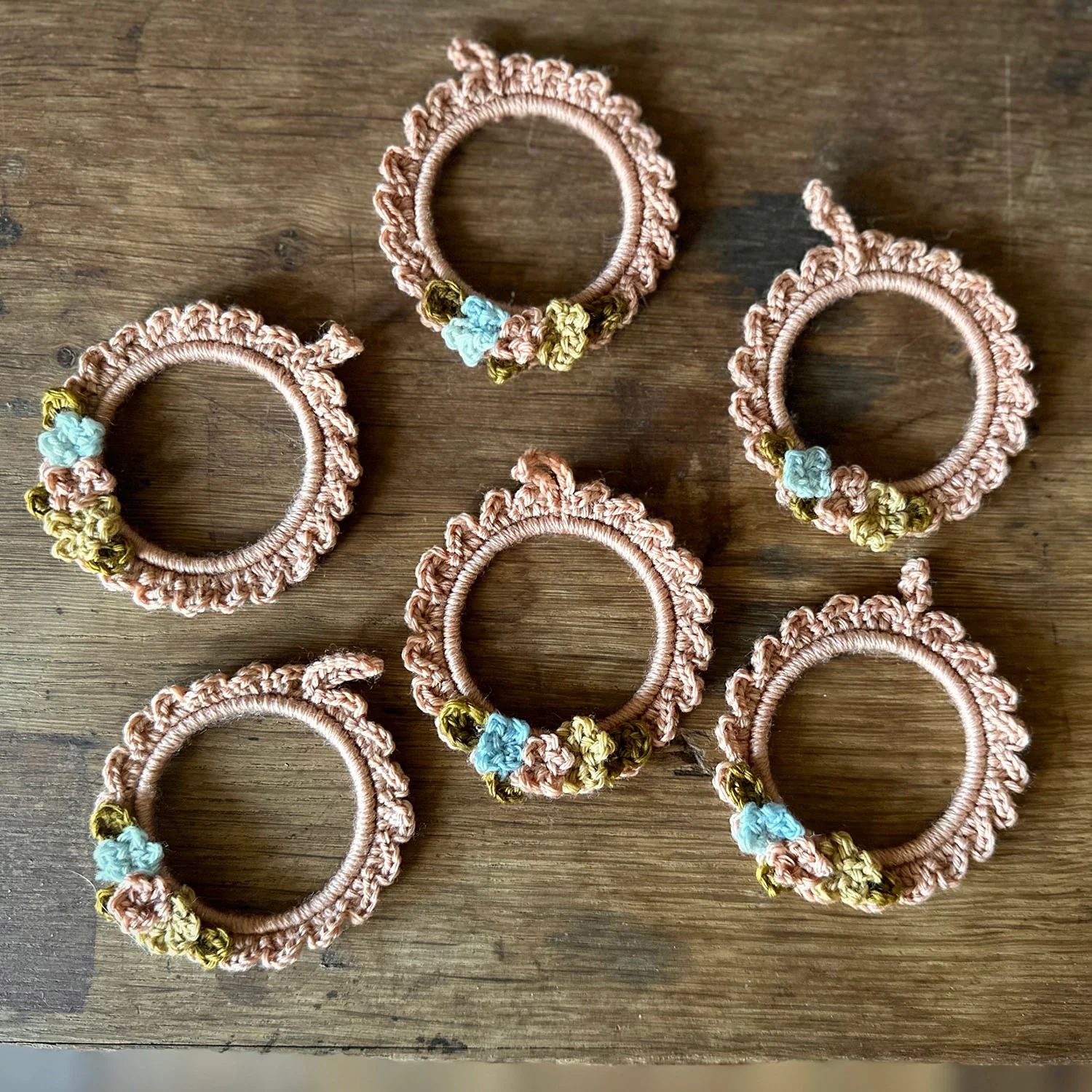 Hand Crocheted Wool Primrose Frame - Pink - Image 3