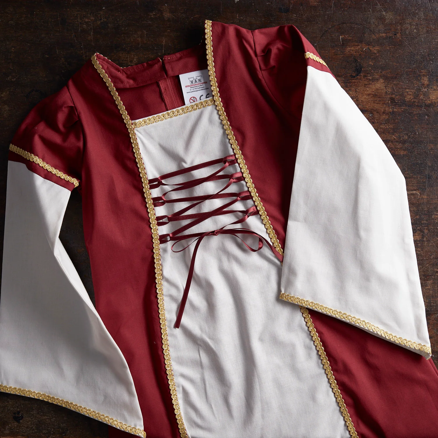 Cotton Medieval Dress - Red - Image 2