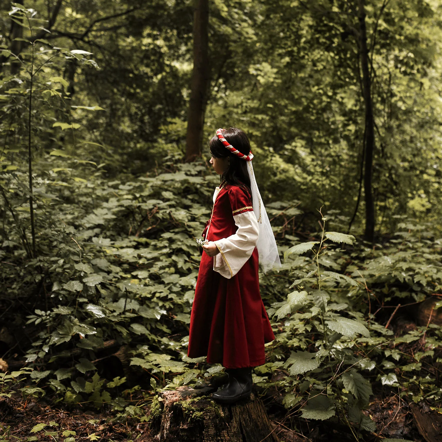 Cotton Medieval Dress - Red - Image 3