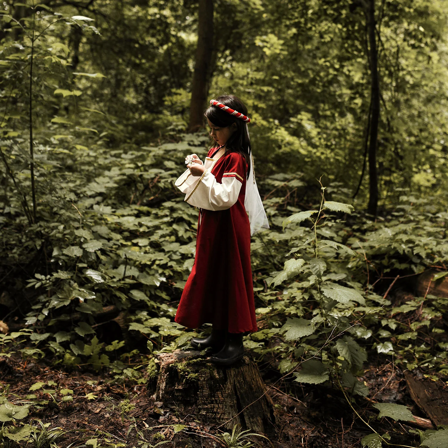 Cotton Medieval Dress - Red - Image 4