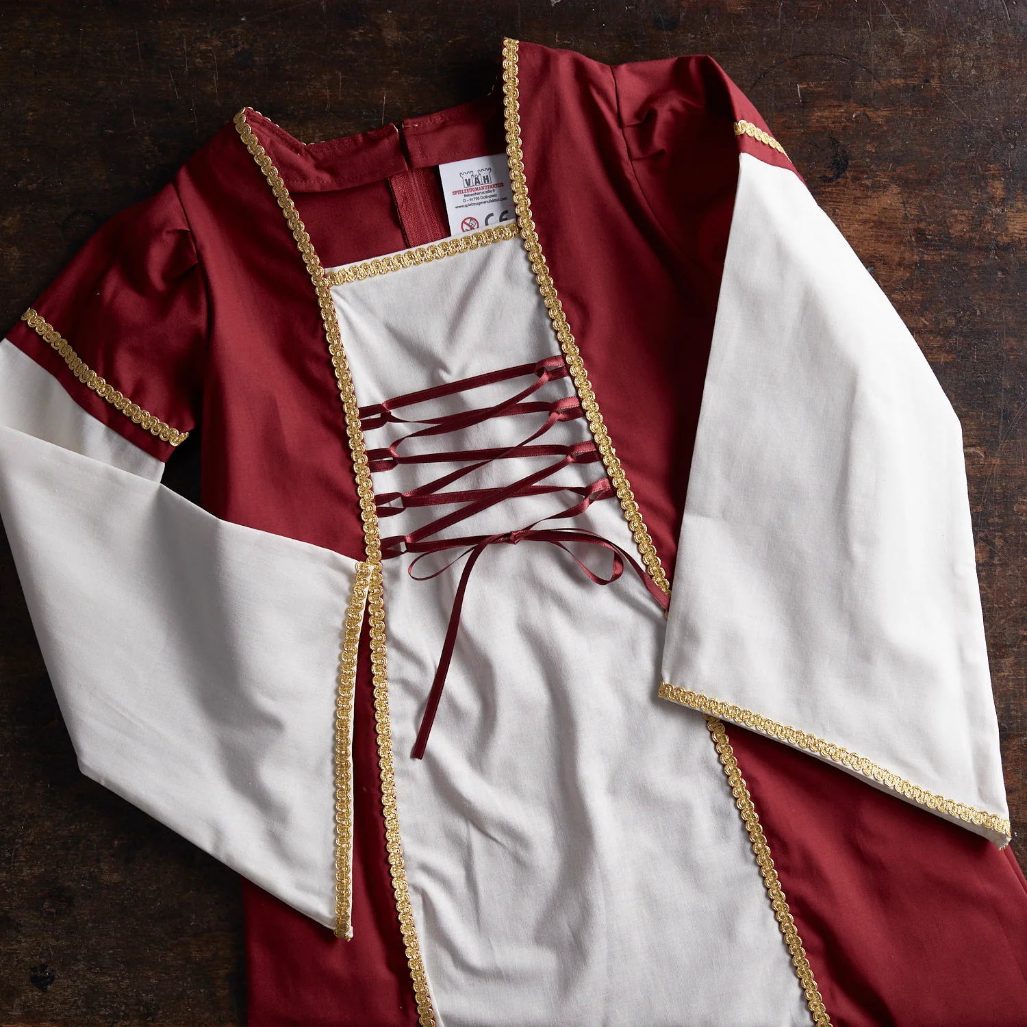 Cotton Medieval Dress - Red - Image 6