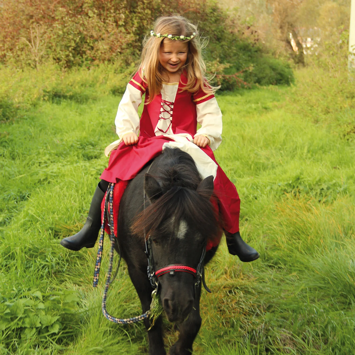 Cotton Medieval Dress - Red - Image 7