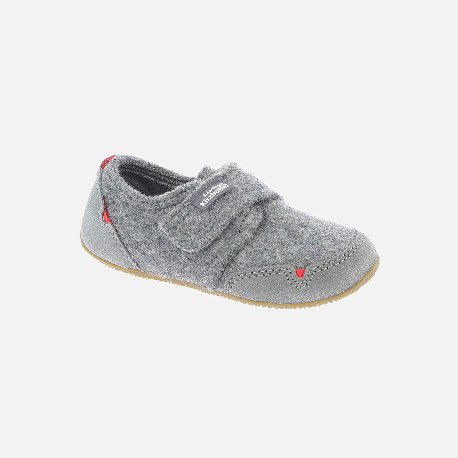 Kids Boiled Wool/Suede Slipper Shoe - Grey Melange - Image 3