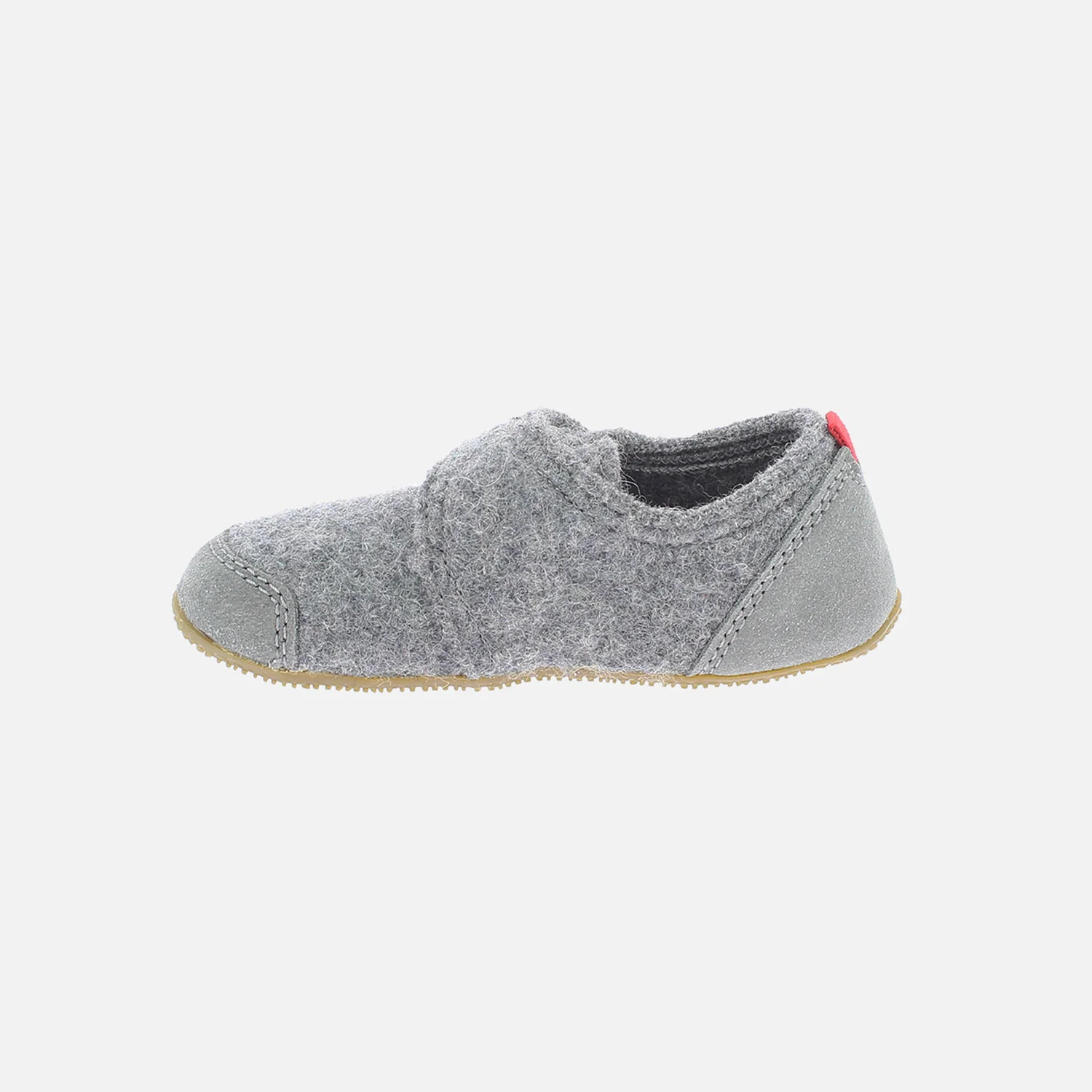 Kids Boiled Wool/Suede Slipper Shoe - Grey Melange - Image 4
