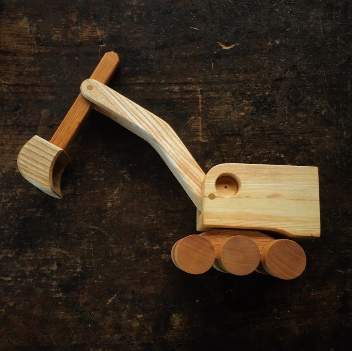 Handmade Large Handmade Wooden Excavator - Image 4