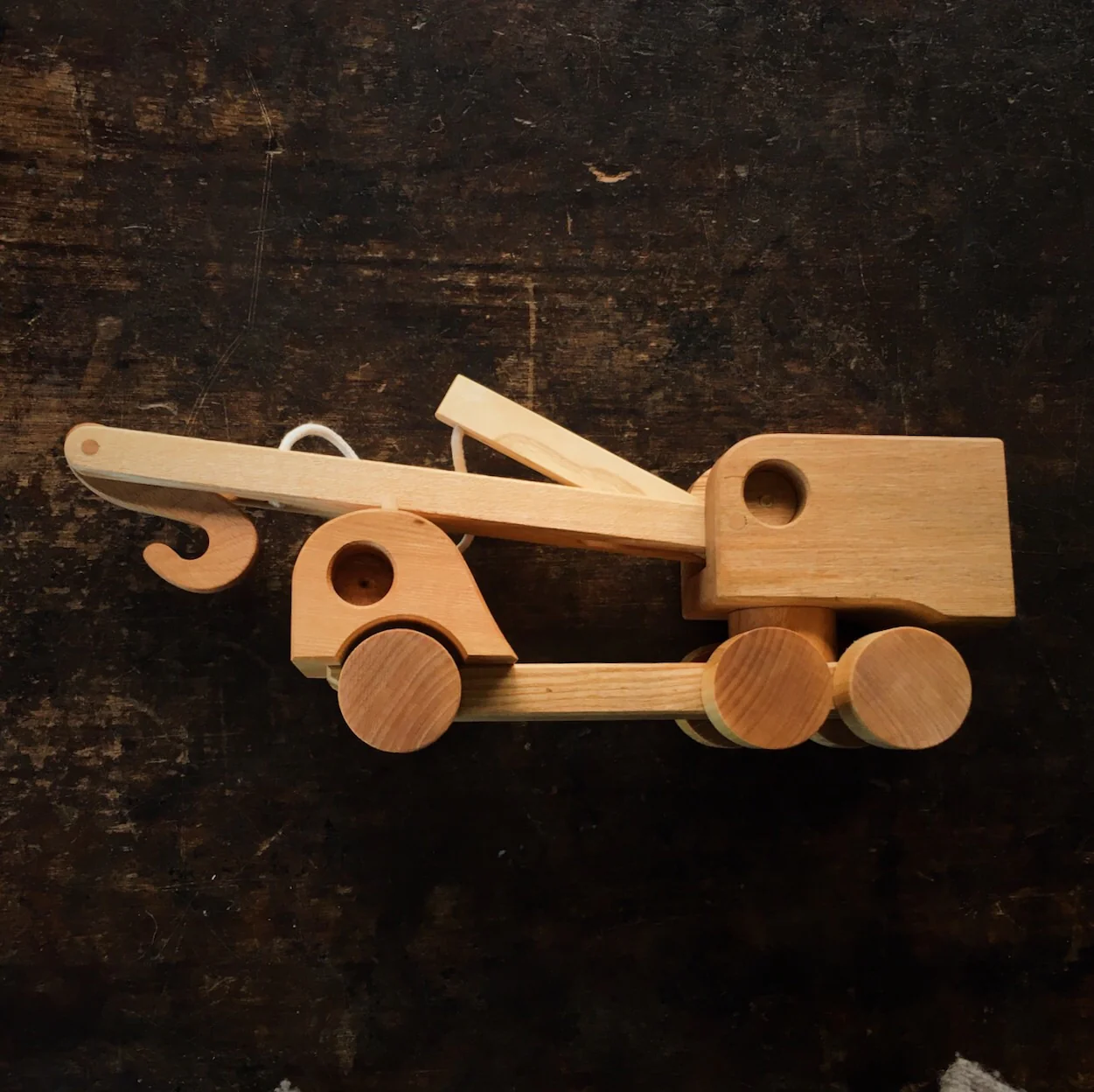 Handmade Large Wooden Mobile Crane - Image 2