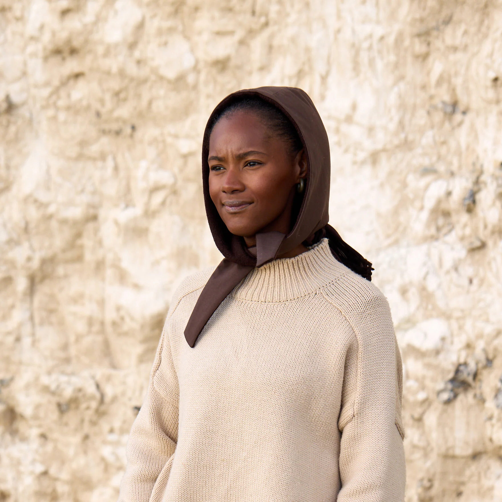 Women's Waxed Cotton/Boiled Wool Reversible Scout Hood - Cinnamon - Image 6