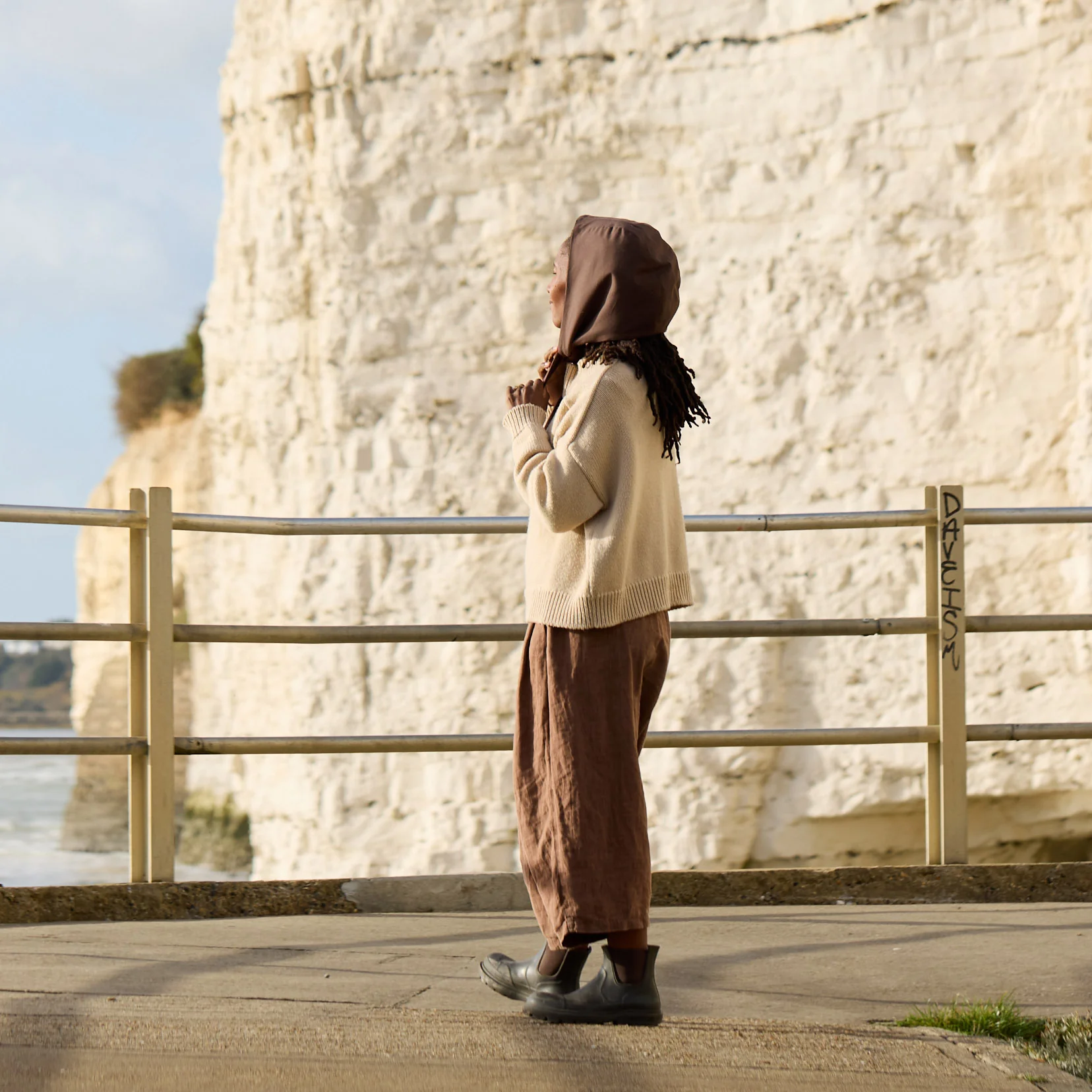 Women's Waxed Cotton/Boiled Wool Reversible Scout Hood - Cinnamon - Image 7